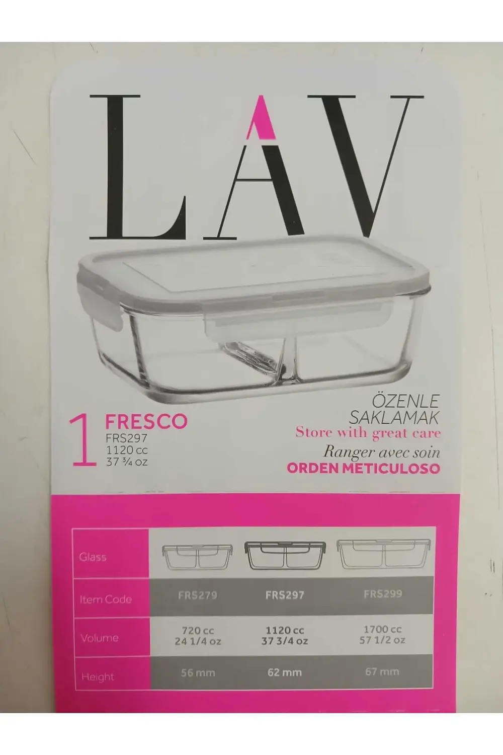 Lav Feyzade Fresco Cam Kilitli Saklama Kabı 2'Li Set 1120Cc Beyaz Kap