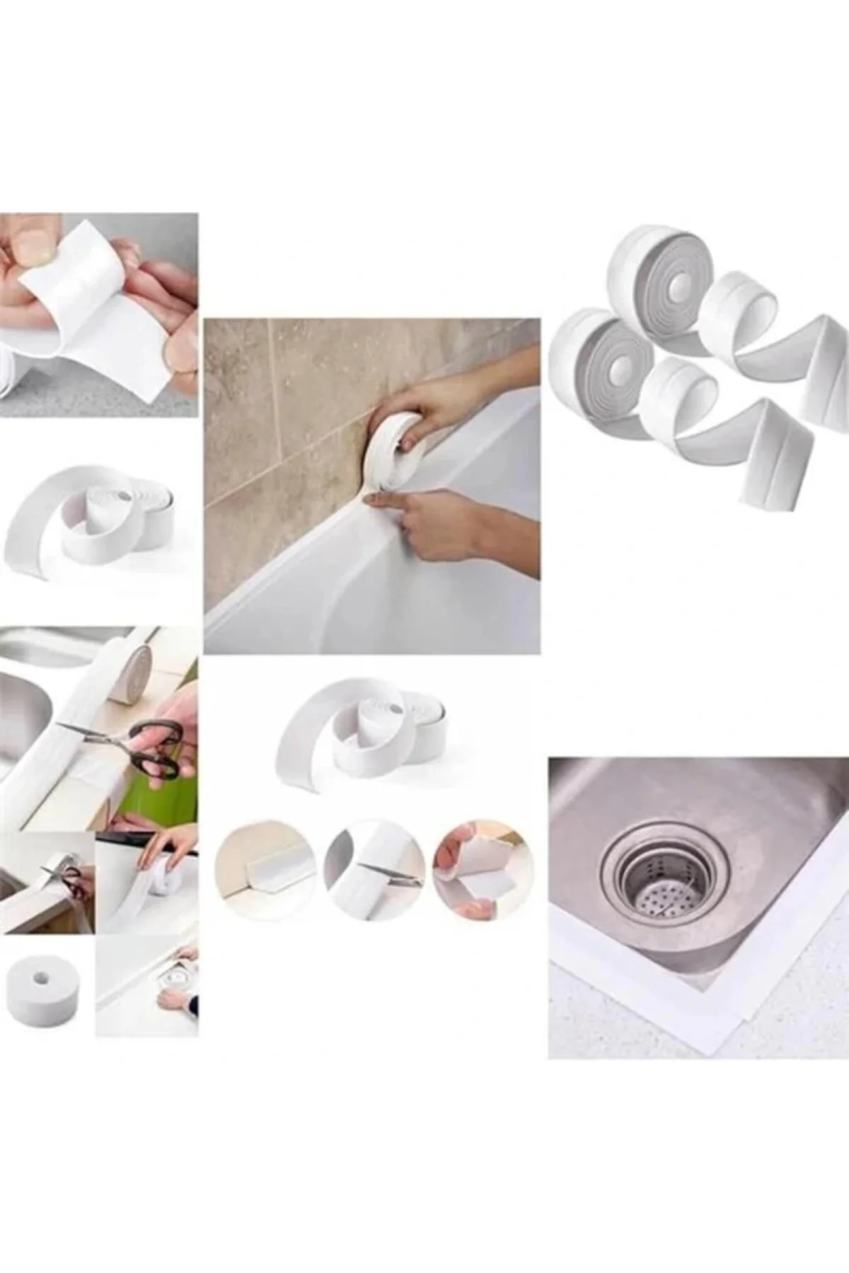 FEYZAYAPI 3.2 M Banyo Küvet Mutfak Lavabo Beyaz Su Sızdırmaz Bant Su Geçirmez Bant