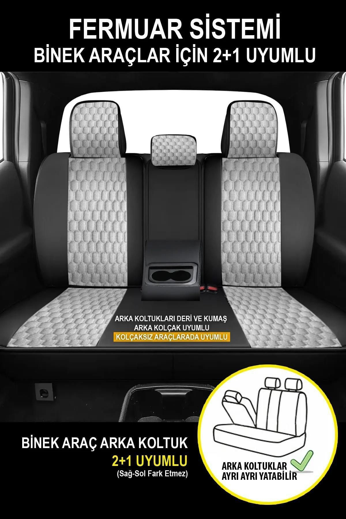 Dgnl Fiat 500 2020-Uyumlu Oto Koltuk Kilifi Platinium Serisi -  Gri