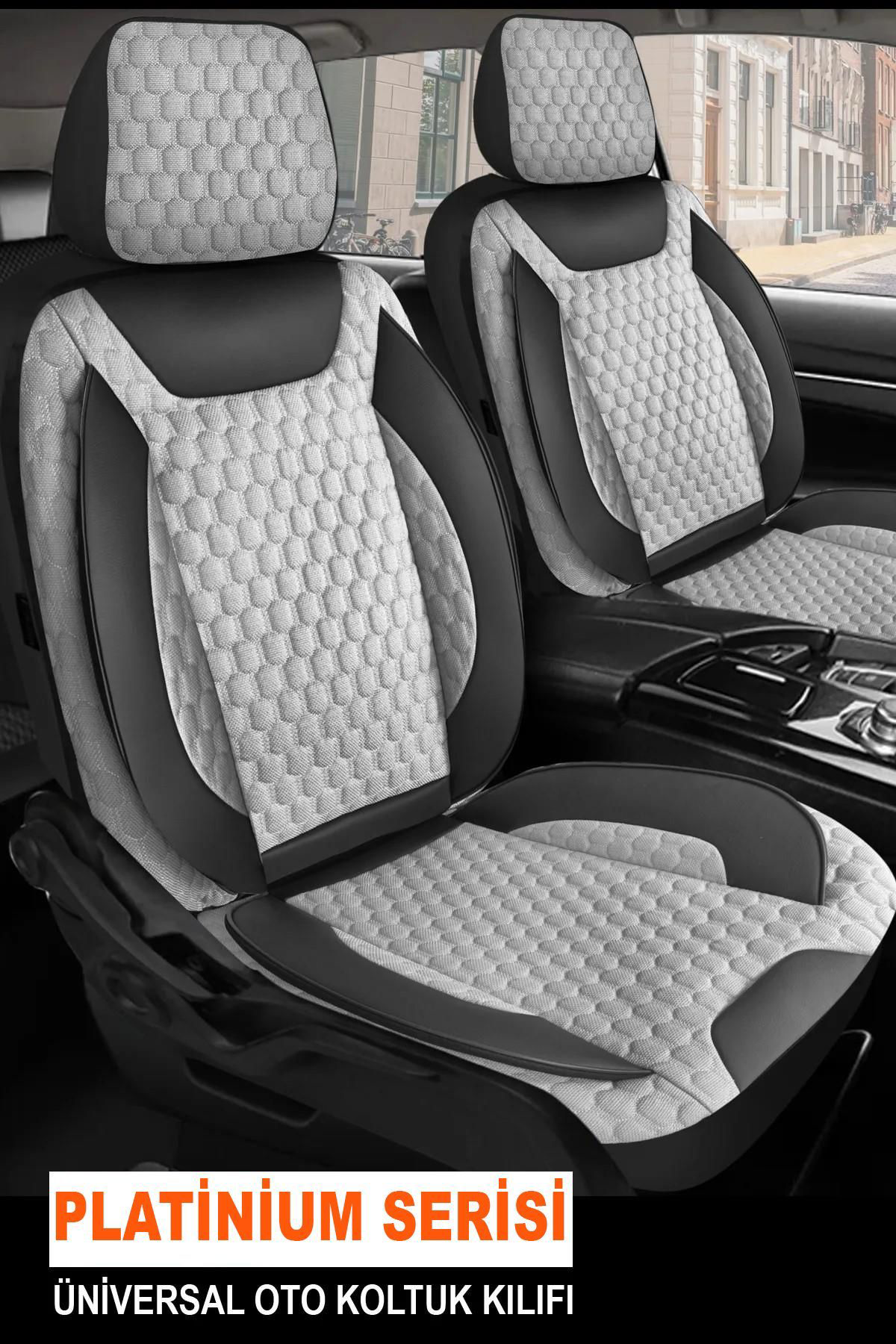 Dgnl Fiat 500 2020-Uyumlu Oto Koltuk Kilifi Platinium Serisi -  Gri