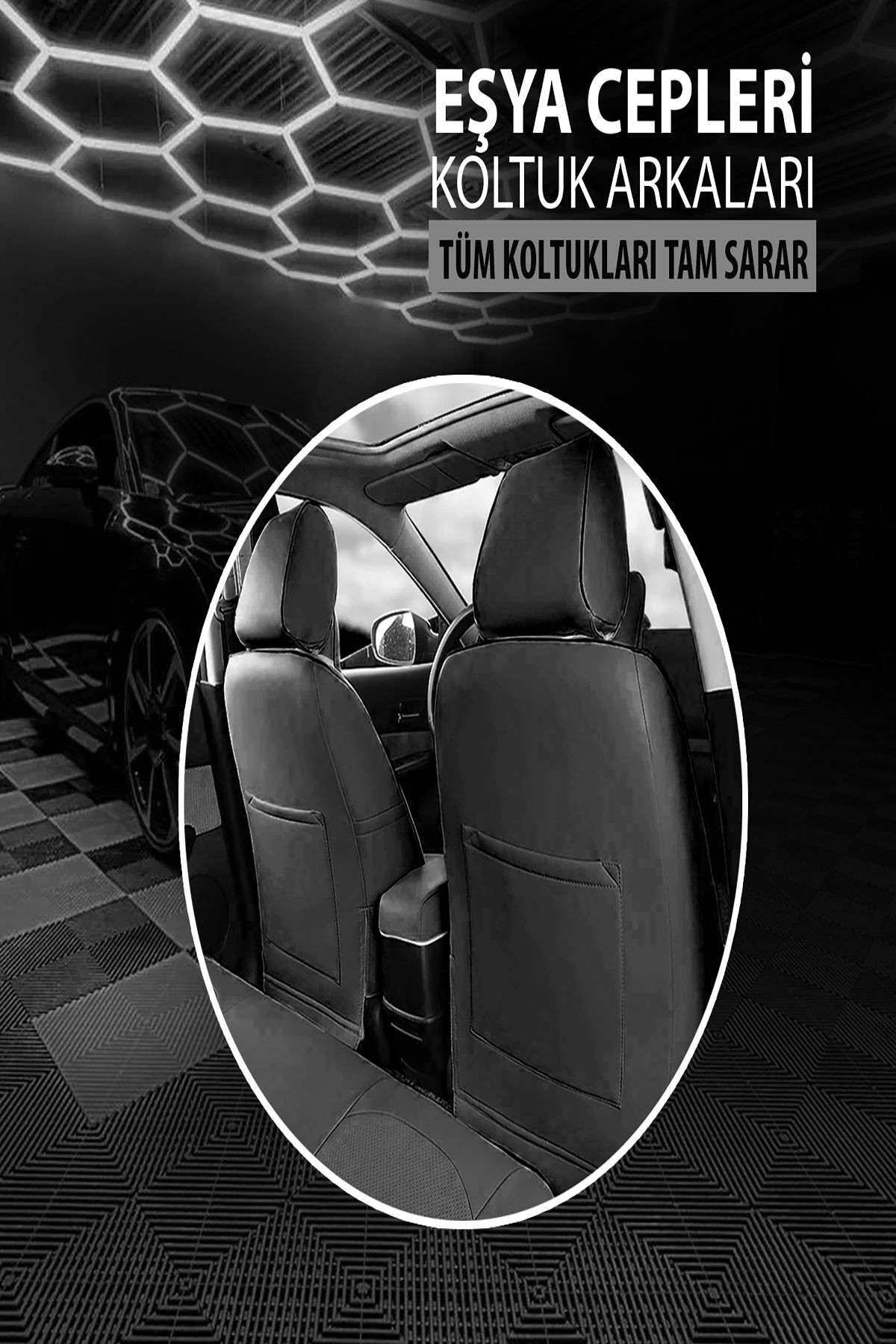 FIAT 500 2020-Uyumlu Oto Koltuk Kılıfı Enigma Serisi - Füme