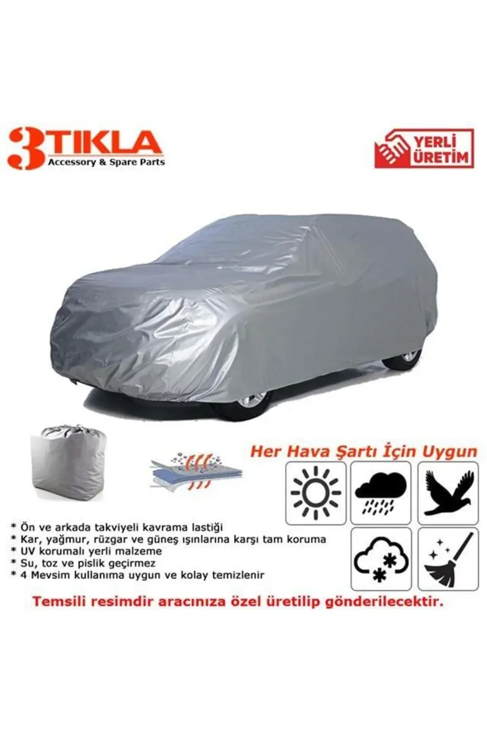 Fiat 500C 2009 İçin 4 Mevsim Kullanımlı, Su Ve Toz Dan Koruyan Mi