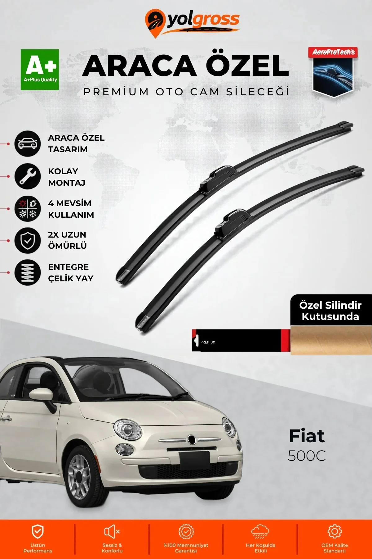 Fiat 500C Ön Cam Silecek Seti 2009 Üzeri Premium Araca Özel 60-35 Cm A+ Kalite Fiat 500C Ön Cam Silecek Seti 2009 Üzeri Premium Araca Özel 60-35 Cm A+ Kalite
