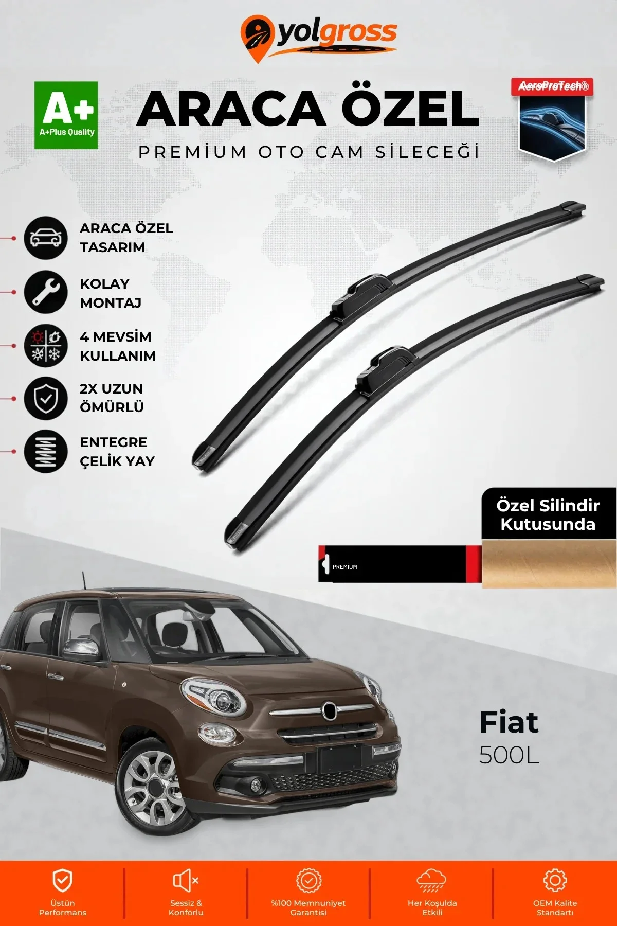 Fiat 500L Ön Cam Silecek Seti 2012 Üzeri Premium Araca Özel 65-38 Cm A+ Kalite