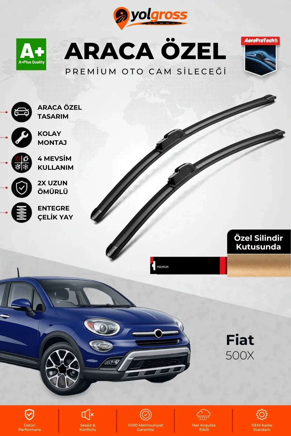 Fiat 500X Ön Cam Silecek Seti 2014 Üzeri Premium Araca Özel 65-38 Cm A+ Kalite