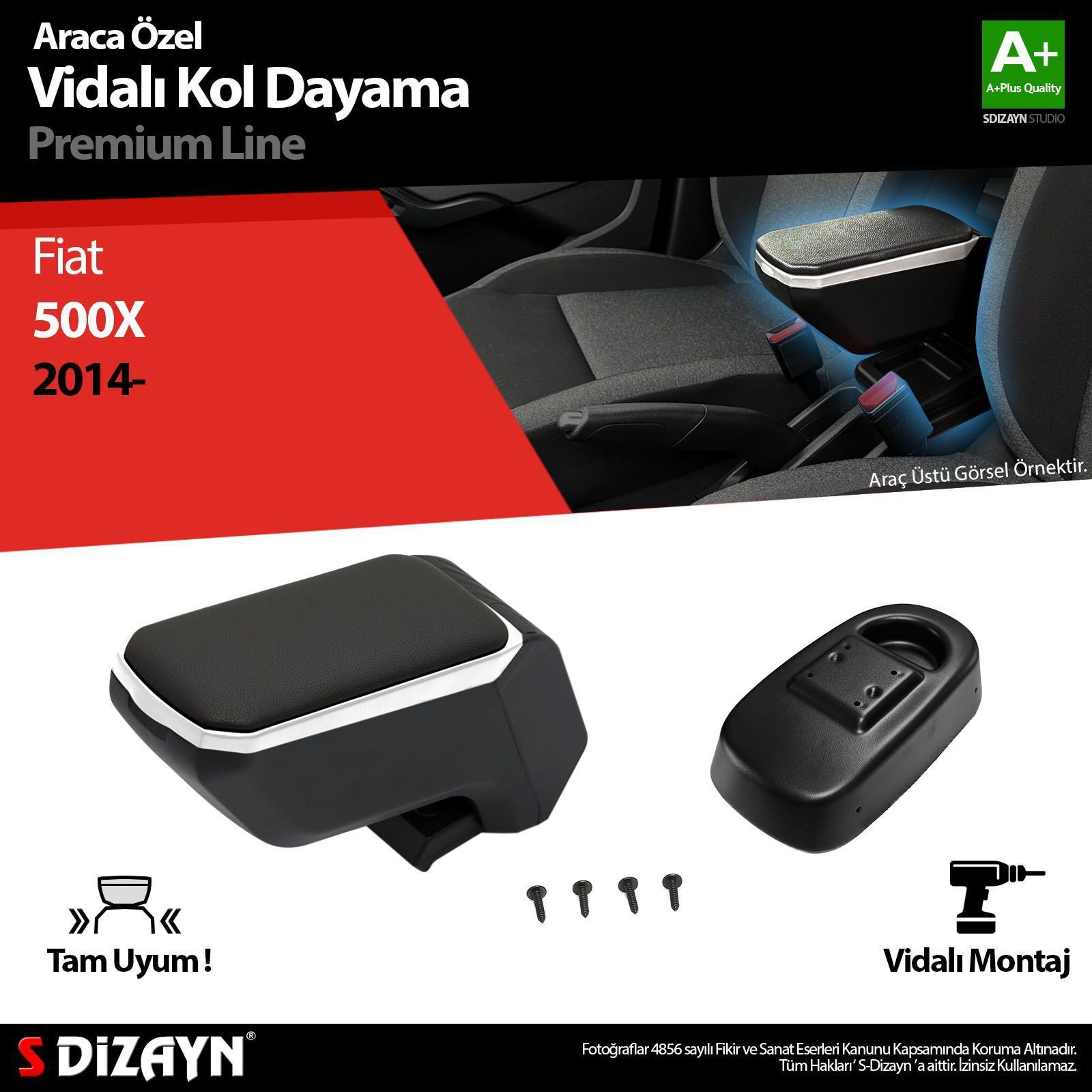 Fiat 500X Uyumlu Kol Dayama Kolçak ABS Vidalı Gri 2014 Üzeri A+Ka Fiat 500X Uyumlu Kol Dayama Kolçak ABS Vidalı Gri 2014 Üzeri A+Ka