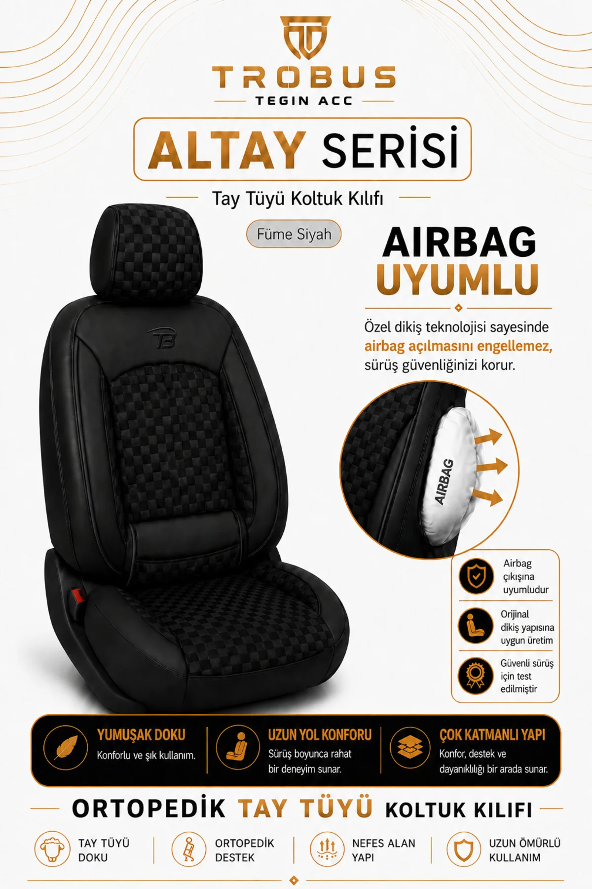 Fiat Albea 2002-2012 Uyumlu Altay Bel Destekli Tay Tüyü Siyah Koltuk Kılıfı Fiyatı, Yorumları ve Özellikleri