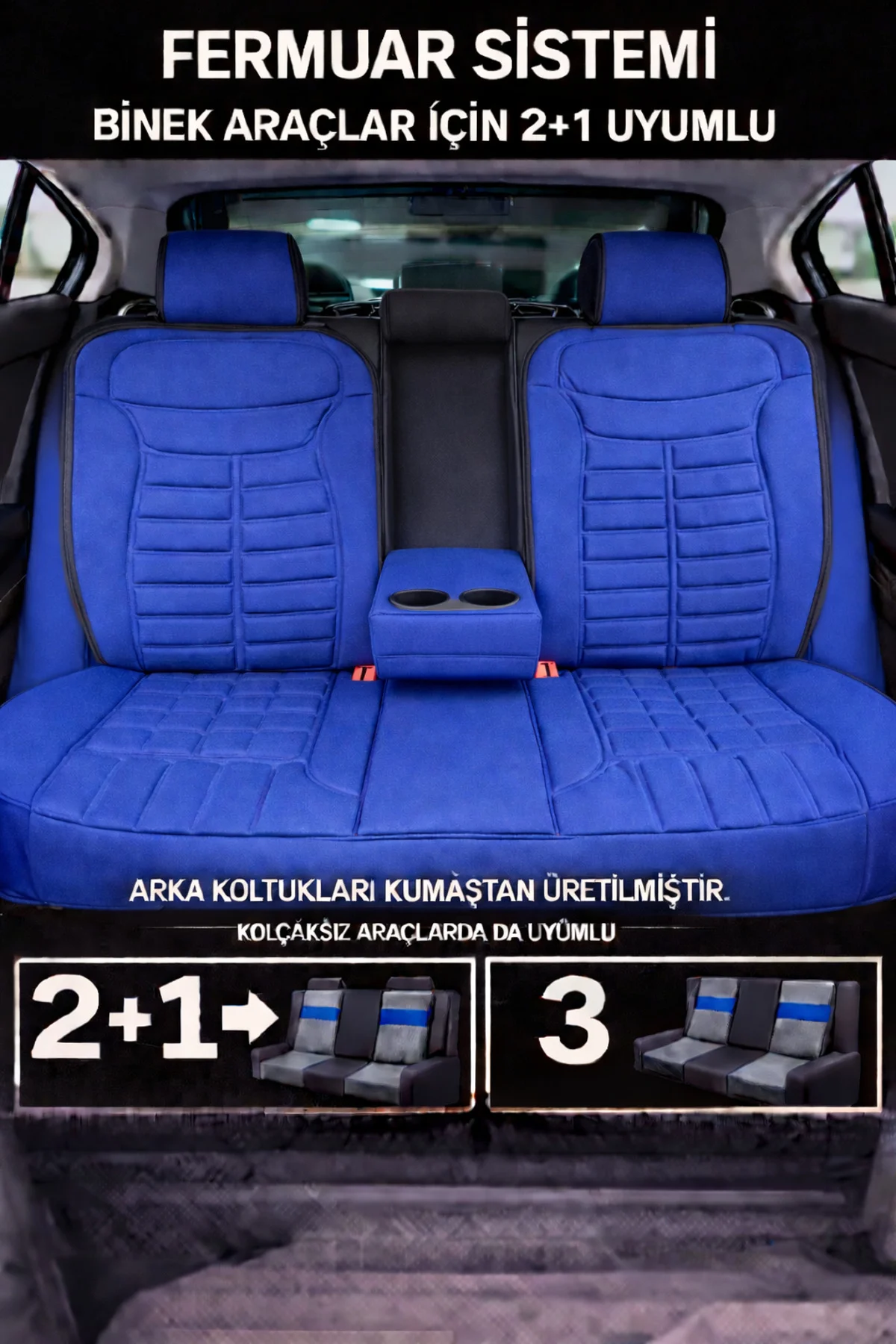 Fiat Albea 2002-2012 Uyumlu Mira Serisi Mavi 5'li Oto Koltuk Minderi