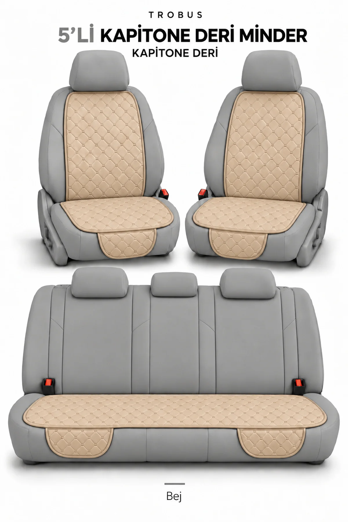 Fiat Albea 2002-2012 Suni Deri Kapitone Minder 5 Parça Bej Fiat Albea 2002-2012 Suni Deri Kapitone Minder 5 Parça Bej