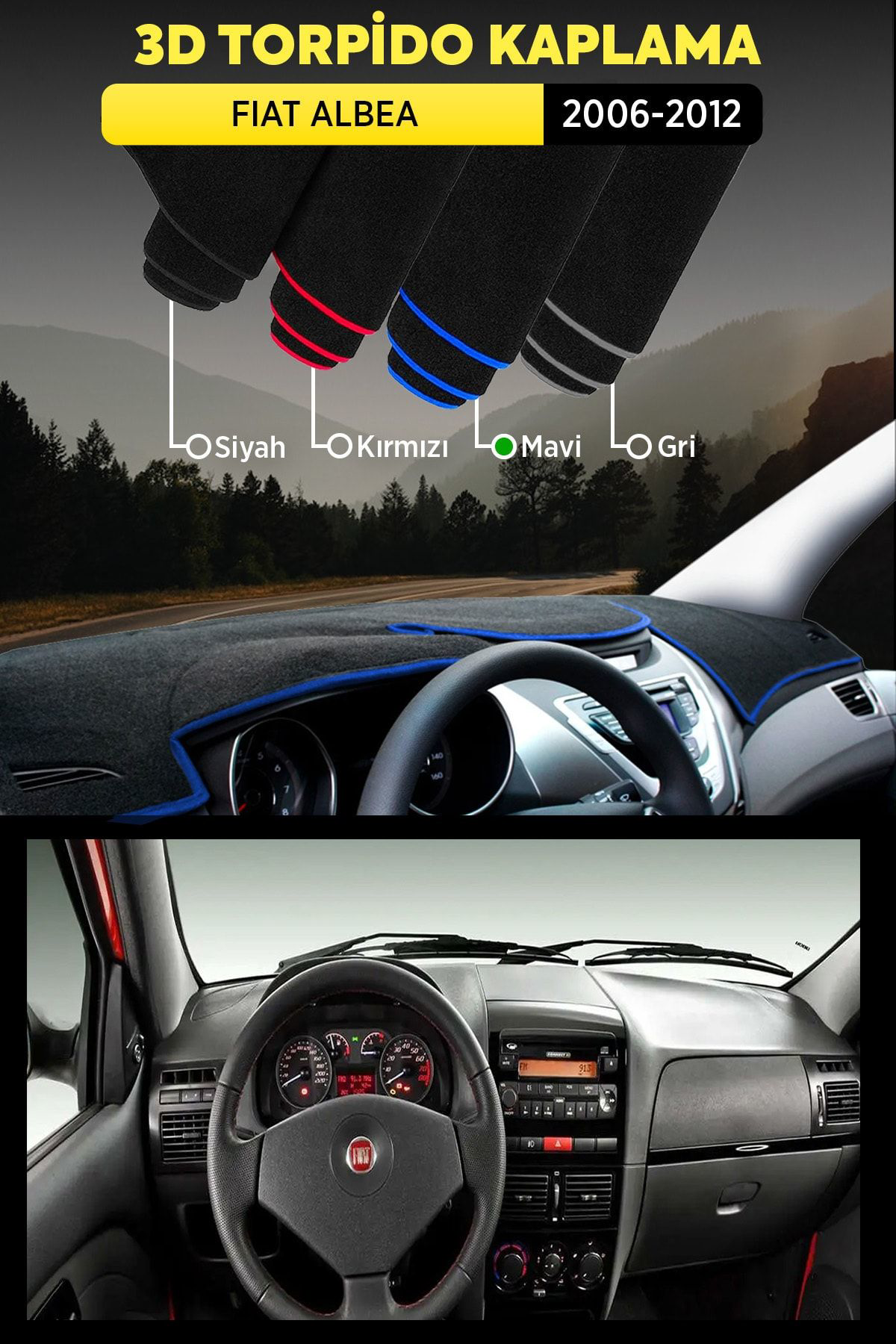 Fıat Albea (2006-2012) 3d Torpido Kılıfı Panel Koruyucu Göğüs Kap