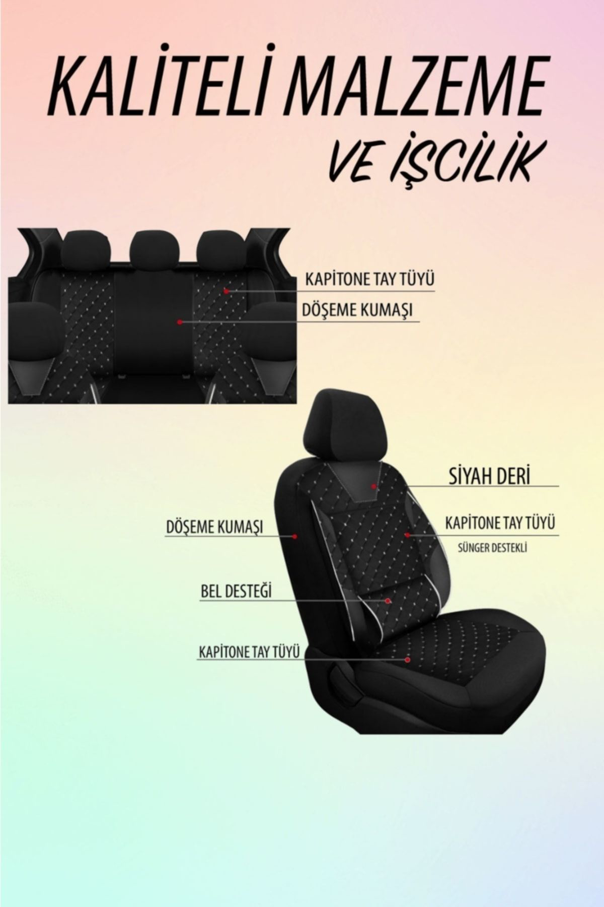 Fiat Albea Uyumlu Koltuk Kılıfı Genesa Serisi - Siyah