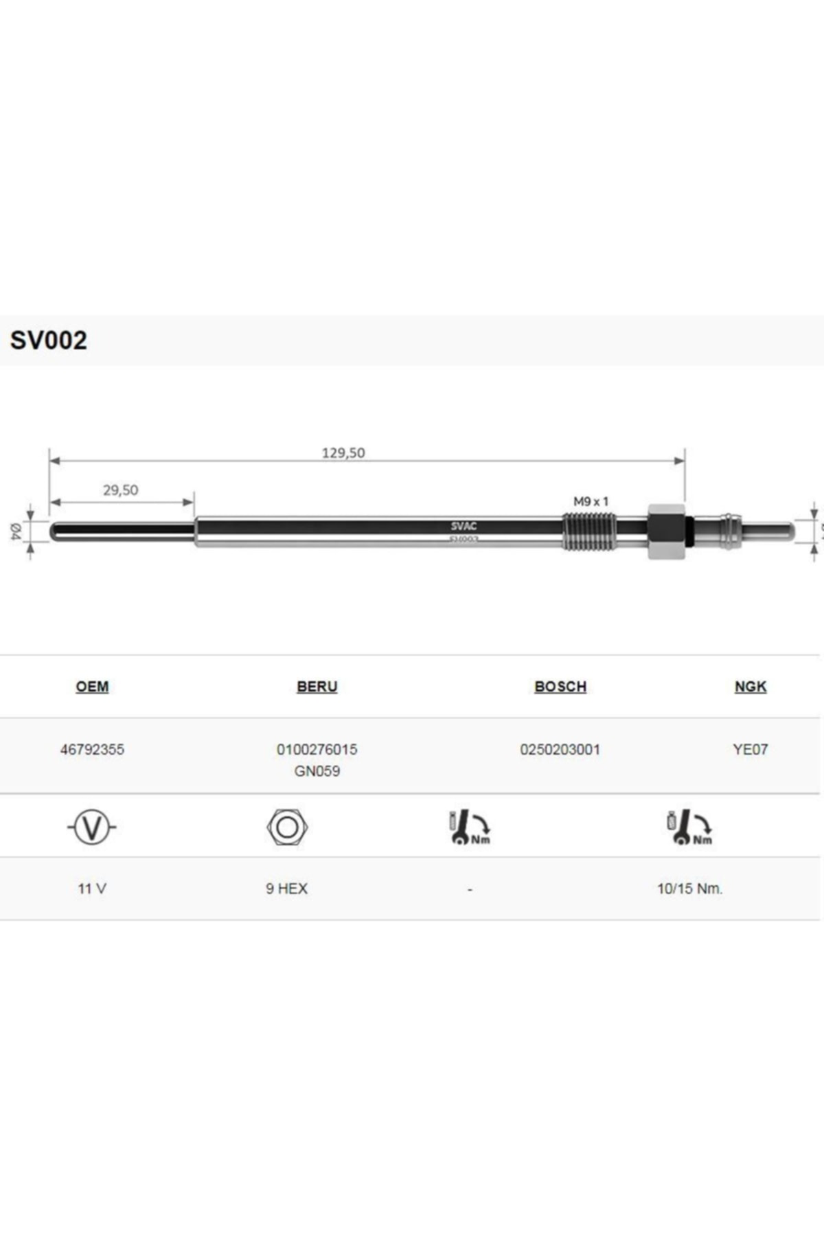 Svac Fıat Brava Croma 1.9D 2.4 D (Isıtma) Bujisi 4'Lü Takım