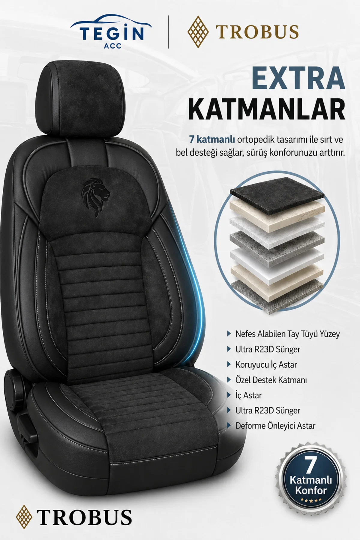 Fiat Bravo 2007-2014 Araca Uyumlu Premium Tay Tüyü Koltuk Kılıfı Liona Serisi Siyah
