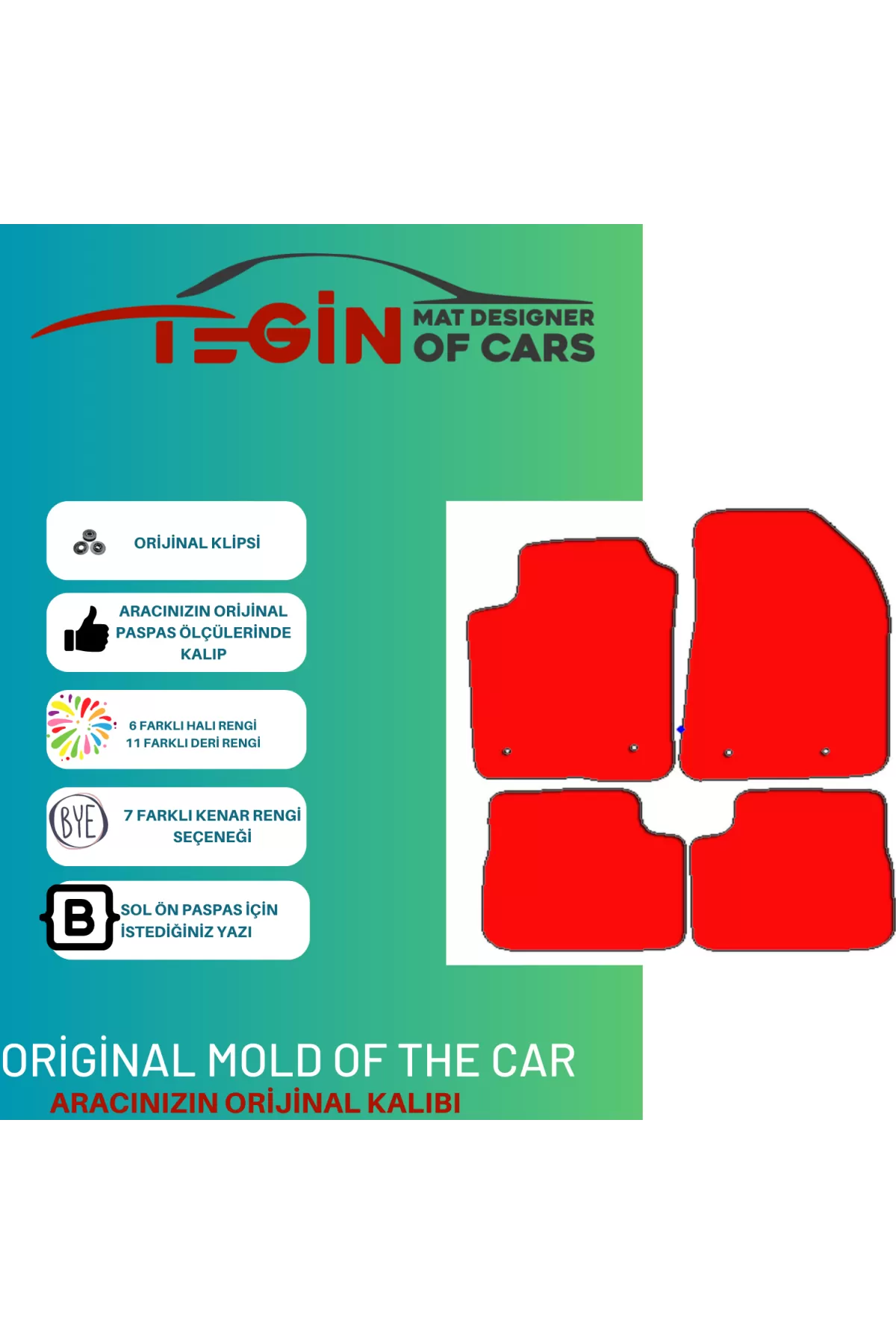 Fiat Bravo 2007-2014 Prime Gri Halı Sarı Kenar Halı Paspas