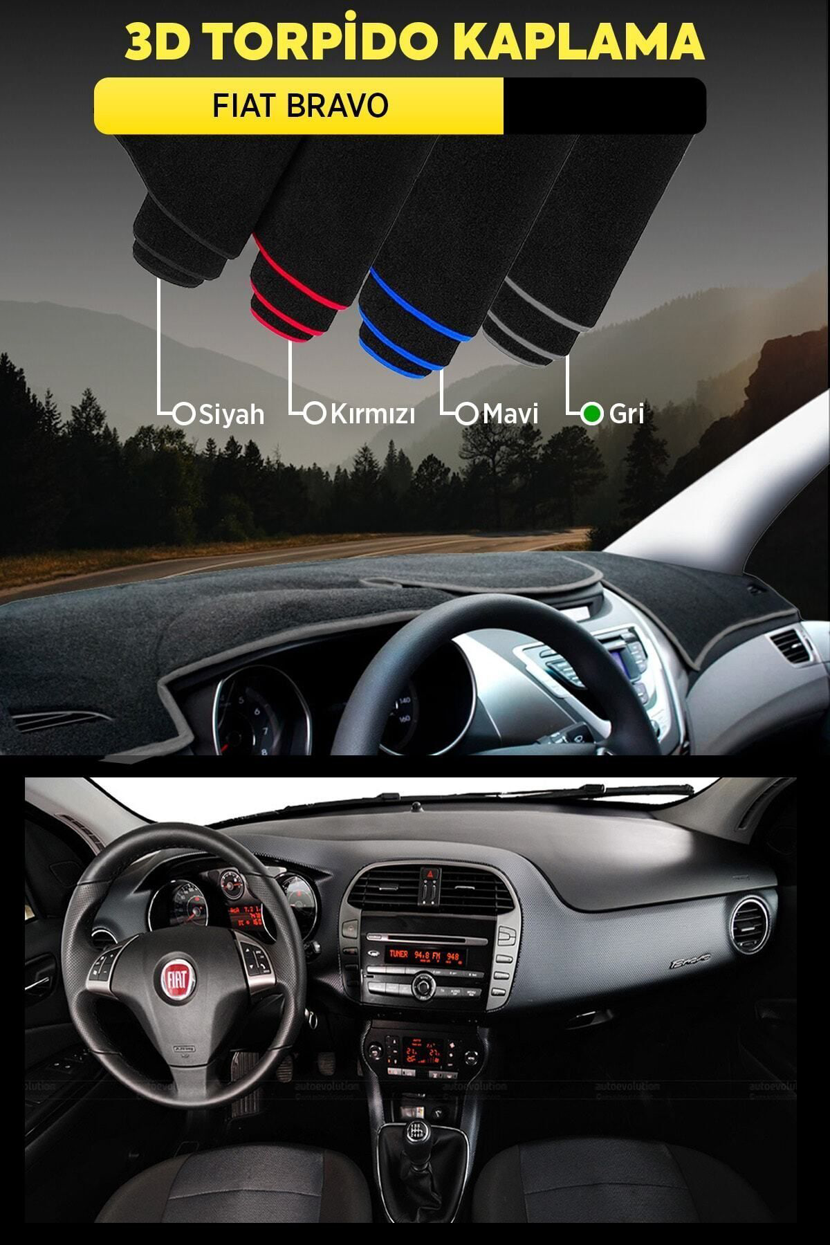 Fıat Bravo 3d Torpido Kılıfı Panel Koruyucu Göğüs Kaplama - Gri Ş