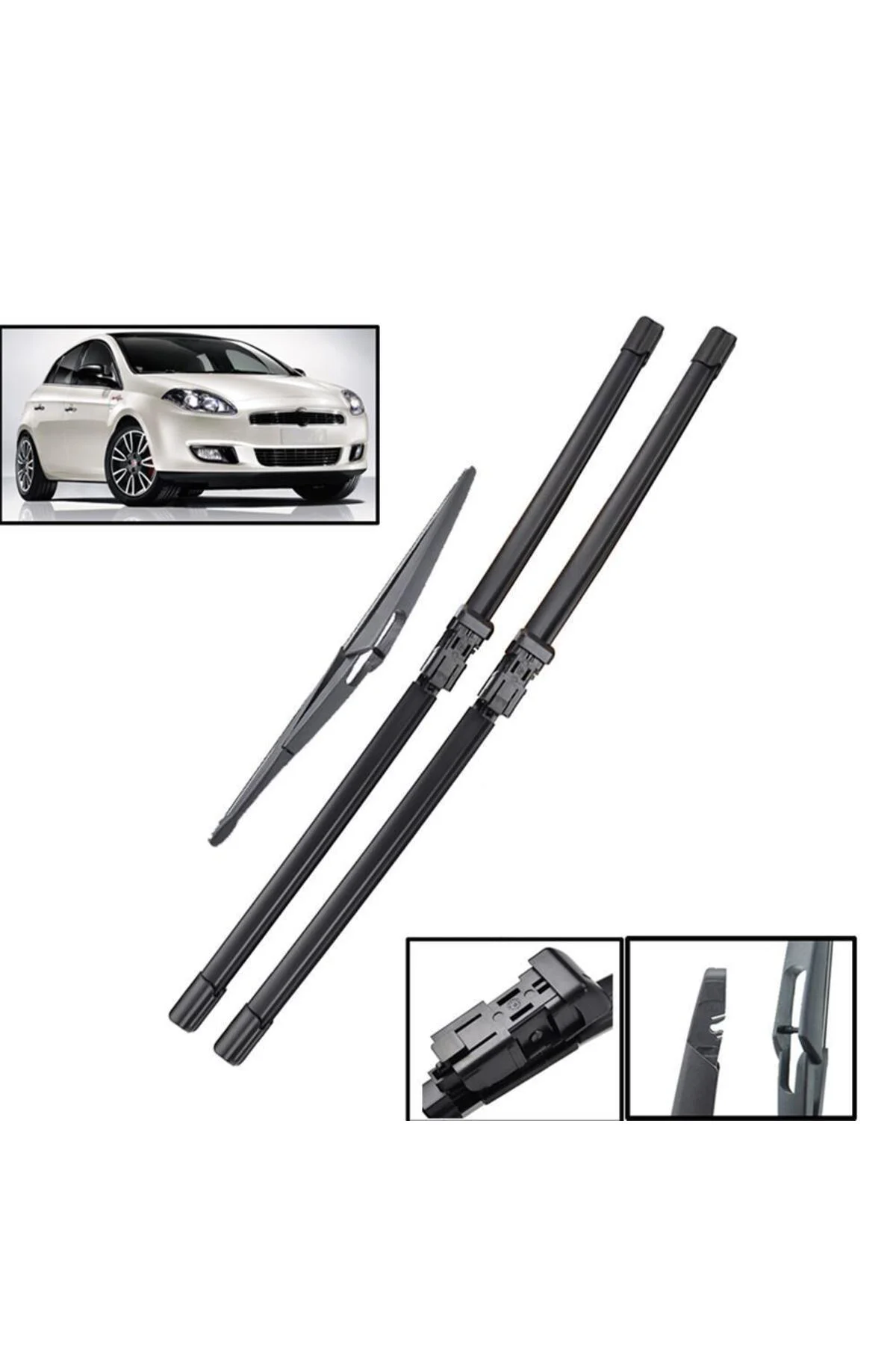 Fiat Bravo Ön + Arka Cam Muz Silecek Takımı 2007--2013 Uyumlu