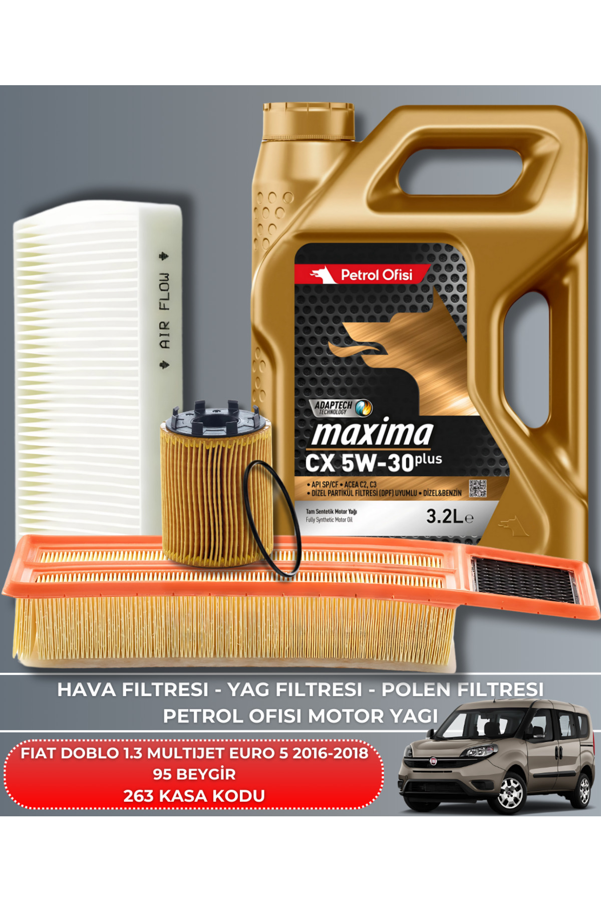 FIAT DOBLO 1.3 MULTIJET EURO 5 2016-2017-2018 95 BEYGİR FİLTRE -