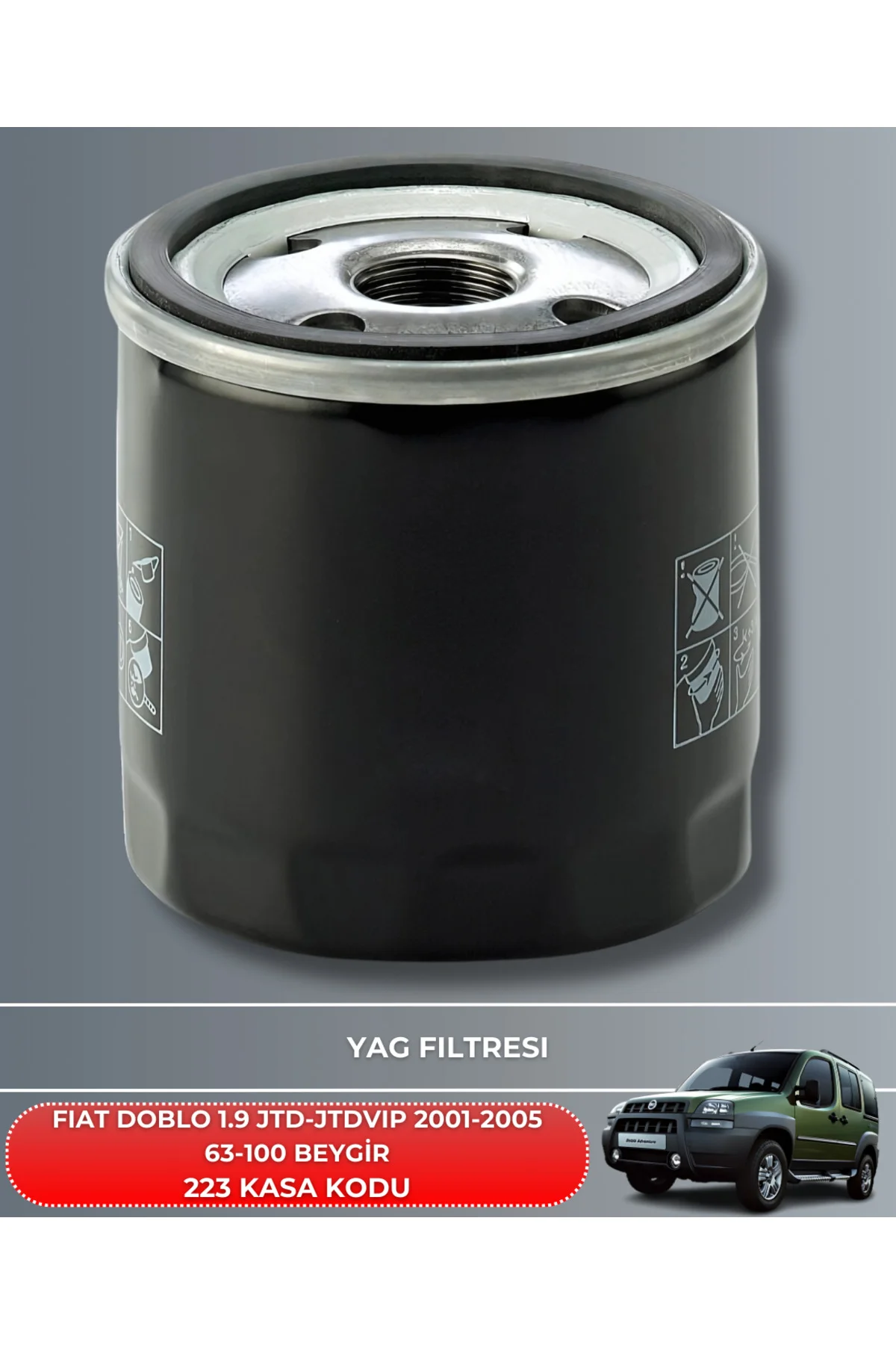 FIAT DOBLO 1.9 JTD-JTD VIP 2001-2002-2003-2004-2005 63-100 BEYGİR HAVA YAĞ POLEN FİLTRE BAKIM SETİ