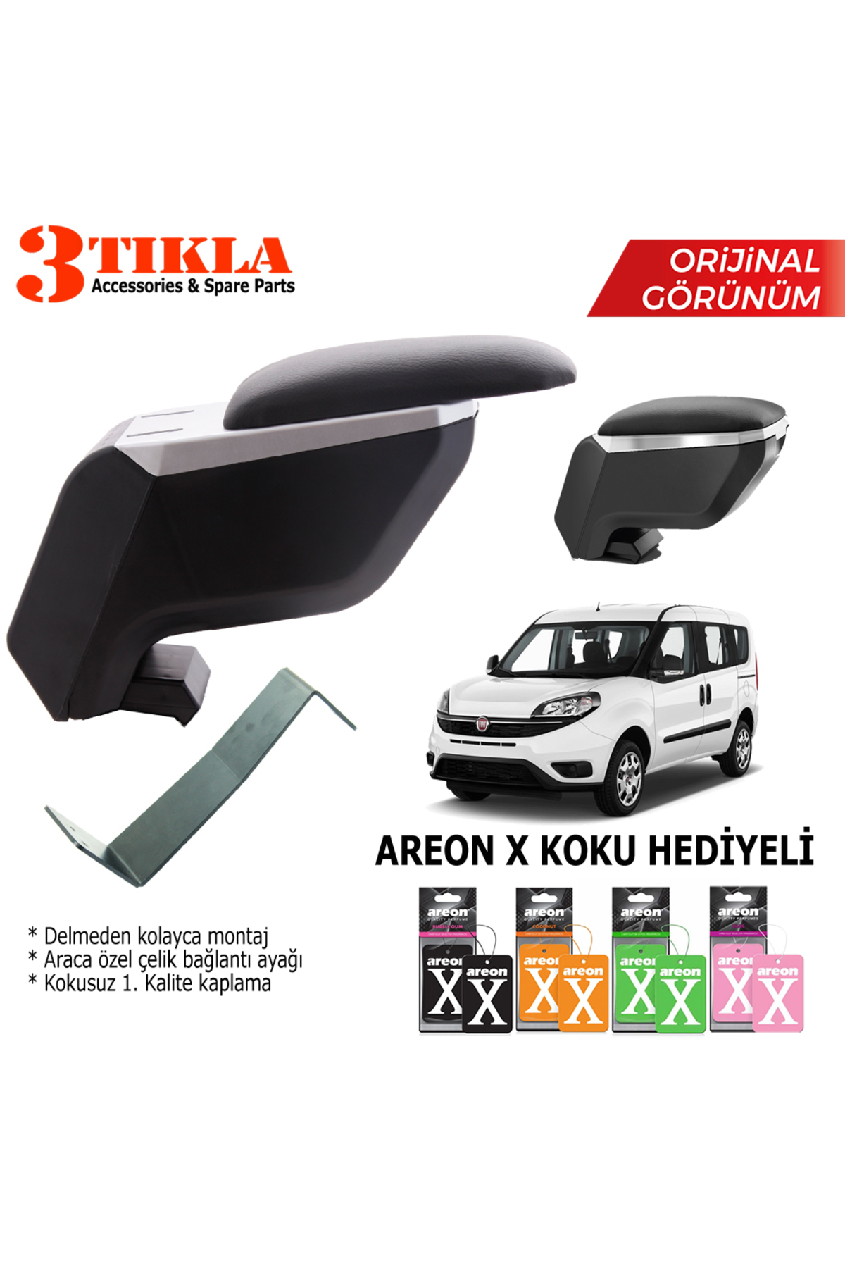 Fiat Doblo 2001-2010 Araca Özel Delmesiz Çelik Ayaklı Siyah-Gri K
