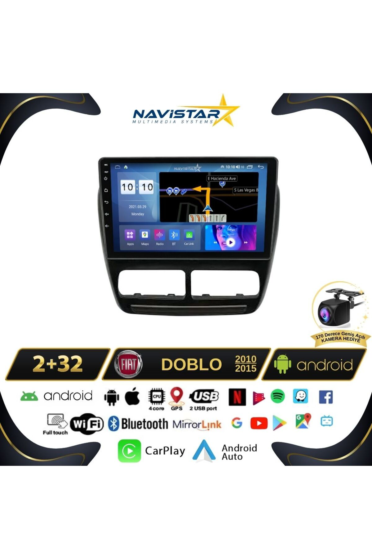 Fiat Doblo 2010-2015 Model 2gb 64gb Android 13 Kablosuz Carplay N Fiat Doblo 2010-2015 Model 2gb 64gb Android 13 Kablosuz Carplay N