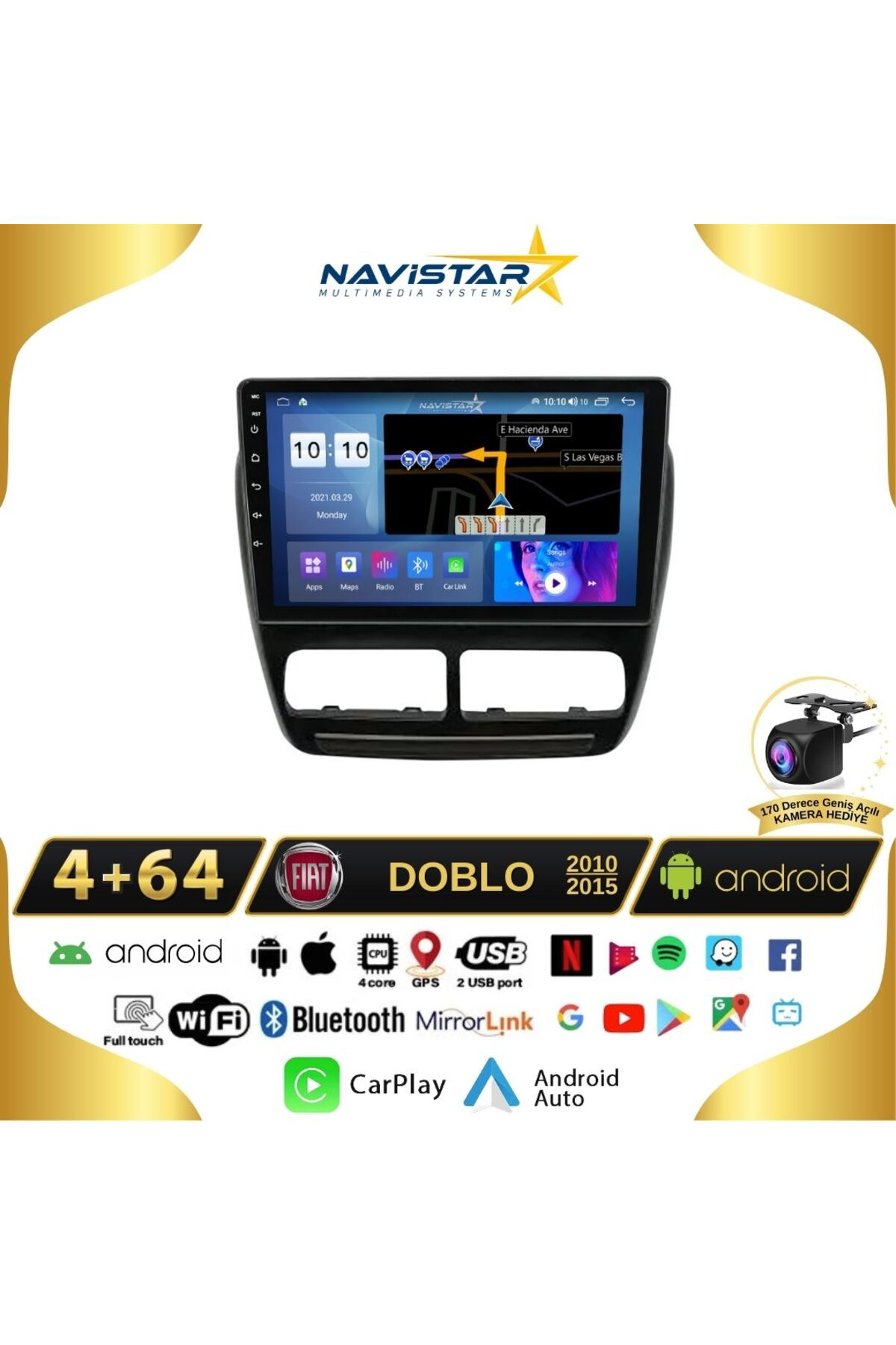 Fiat Doblo 2010-2015 Model 4gb 64gb Android 13 Kablosuz Carplay N Fiat Doblo 2010-2015 Model 4gb 64gb Android 13 Kablosuz Carplay N
