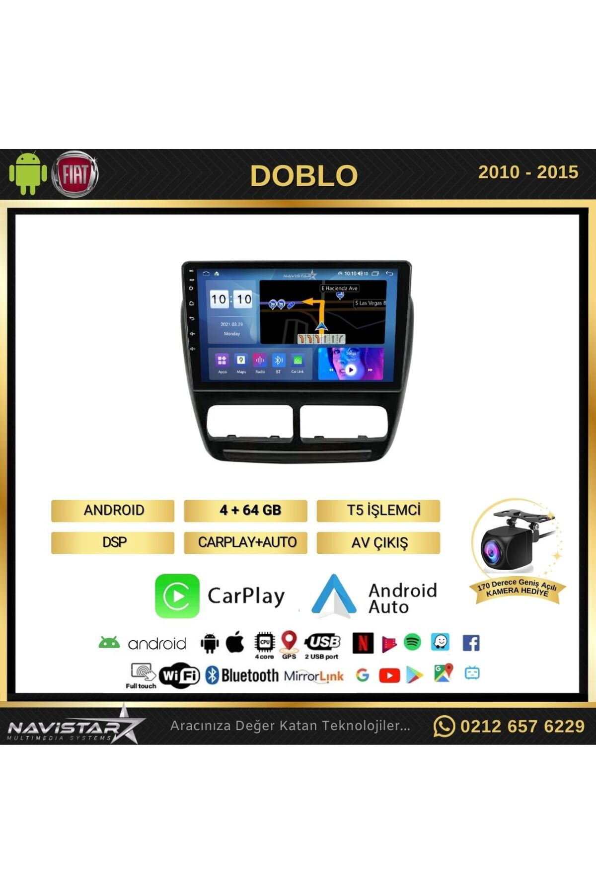 Fiat Doblo 2010-2015 Model 4gb 64gb Android 13 Kablosuz Carplay N Fiat Doblo 2010-2015 Model 4gb 64gb Android 13 Kablosuz Carplay N
