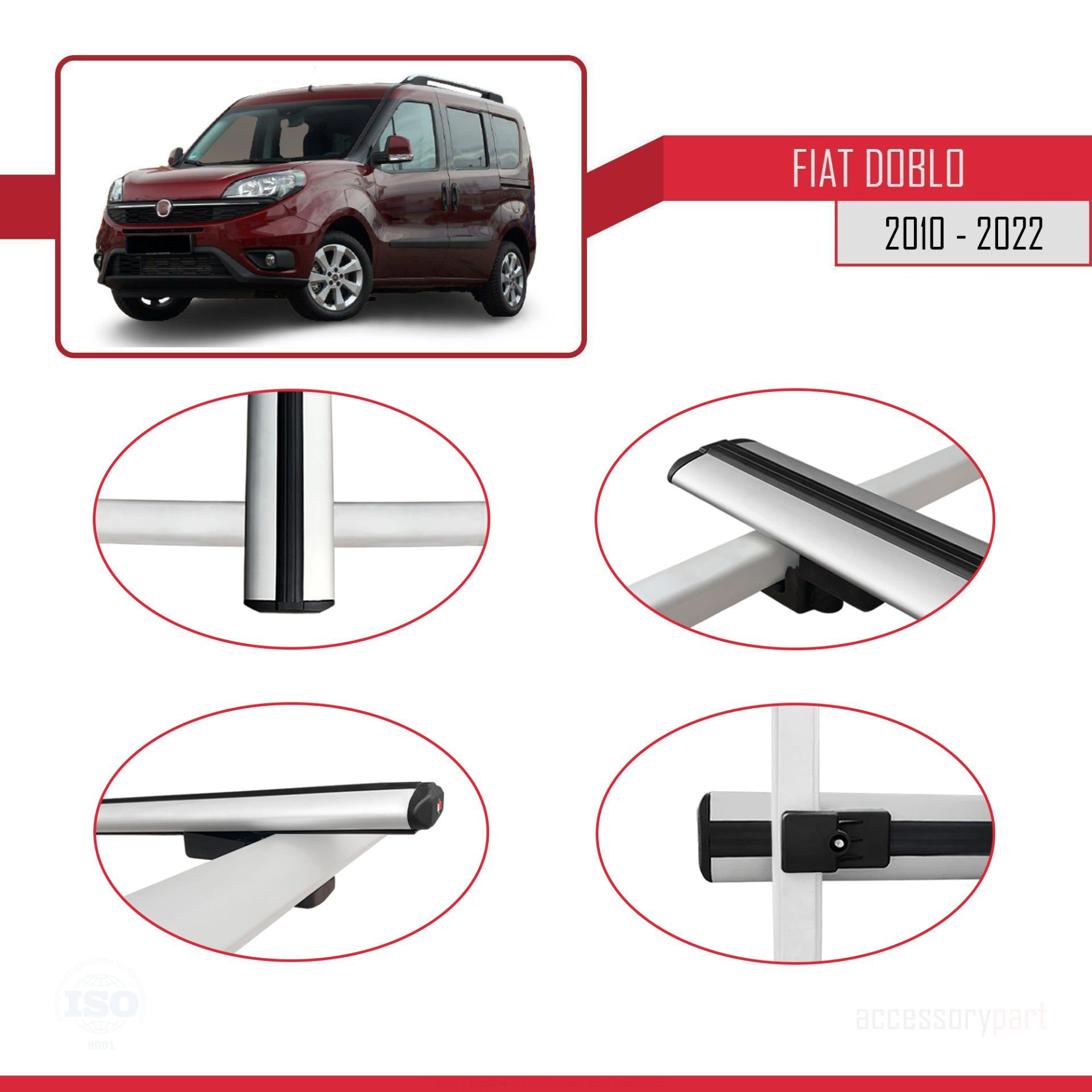 Fiat Doblo 2010-2022 Arası ile uyumlu Basic Model Ara Atkı Tavan 