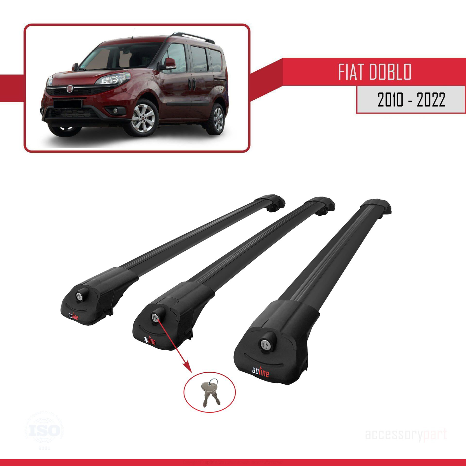 Fiat Doblo 2010-2022 Arası ile uyumlu ACE-1 Ara Atkı Tavan Barı S