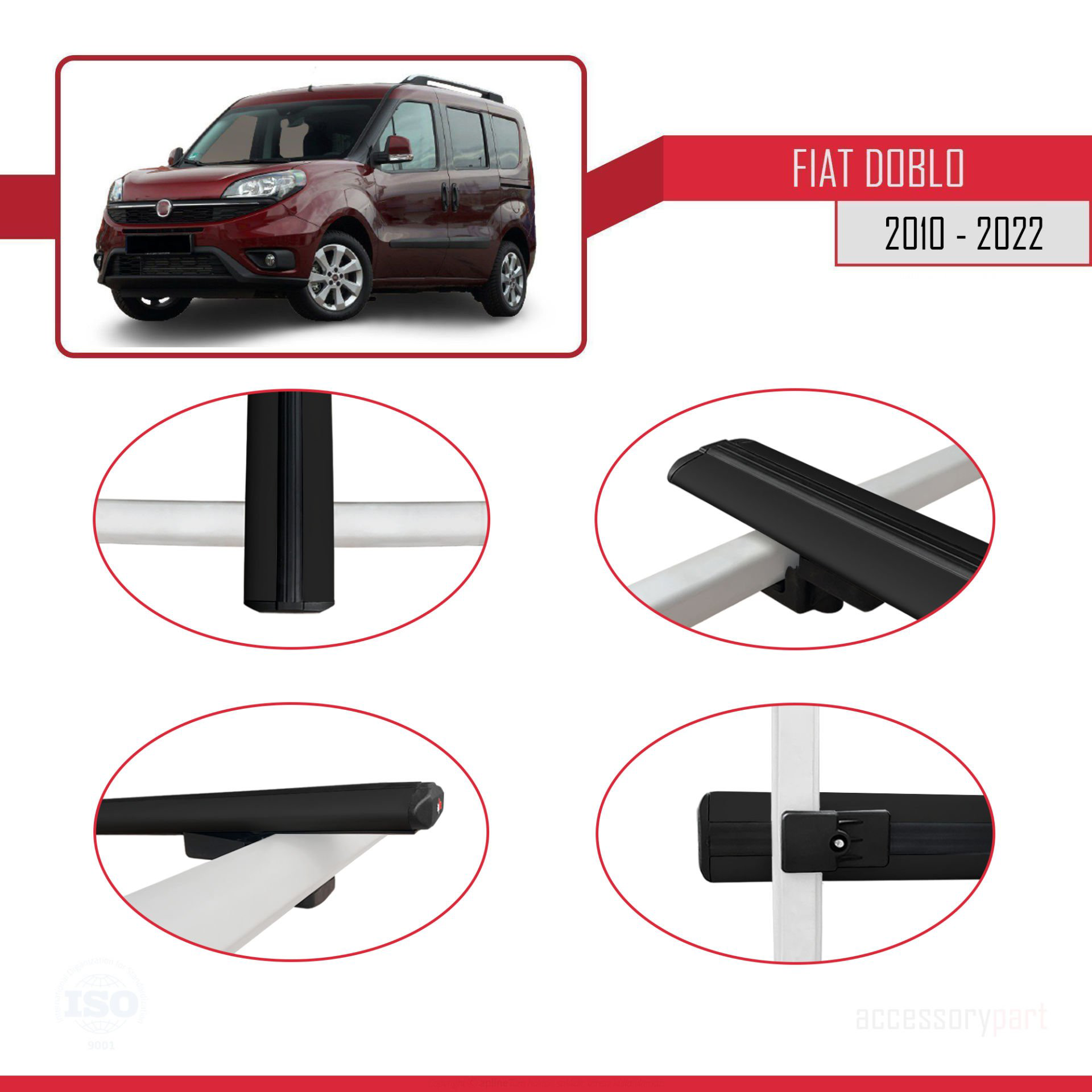 Fiat Doblo 2010-2022 Arası ile uyumlu Basic Model Ara Atkı Tavan 