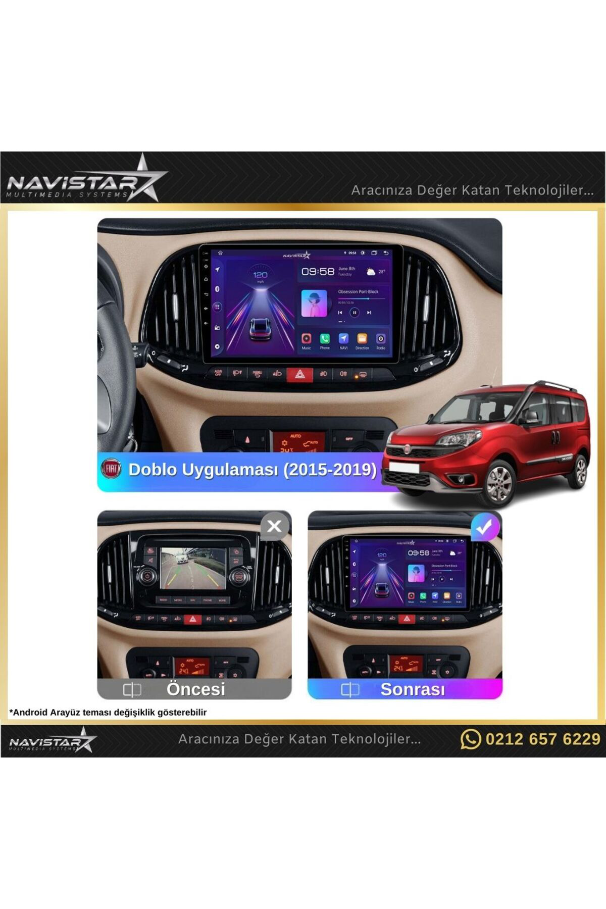Fiat Doblo 2015-2019 Model 2gb 64gb Android 13 Kablosuz Carplay N
