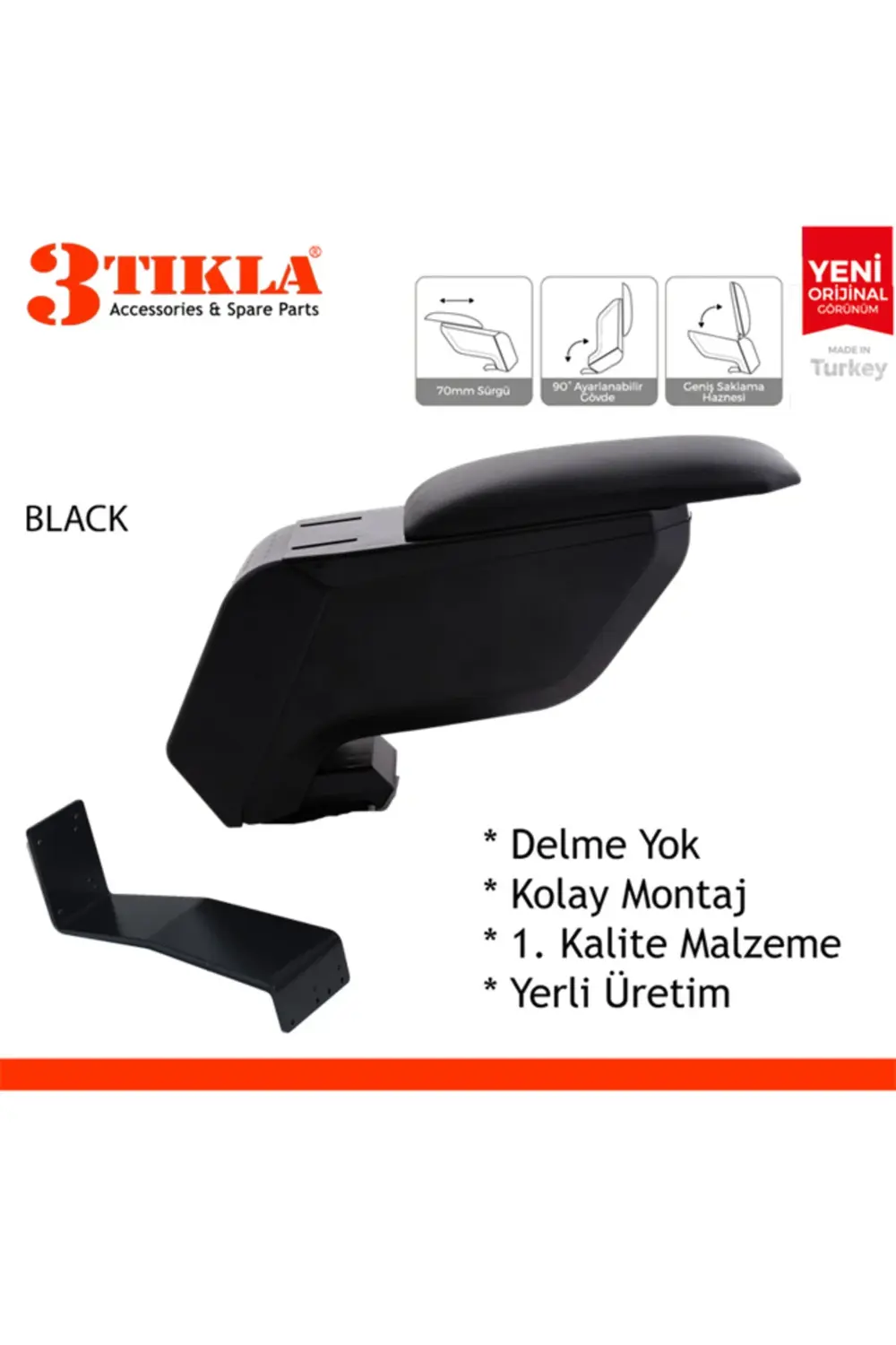 Fiat Doblo 2021 Delmesiz Çelik Ayaklı Siyah Kolçak Kol Dayama