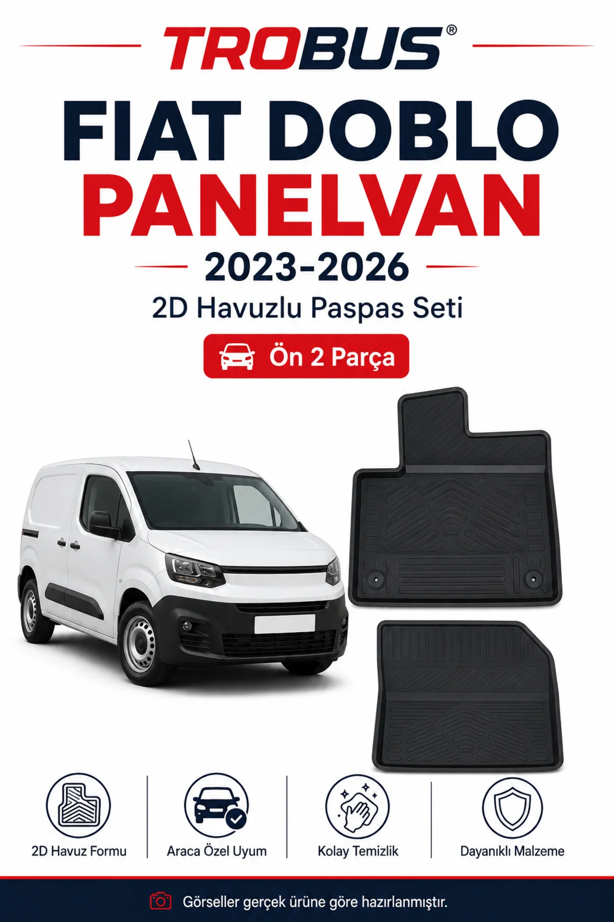 Fiat Doblo 2023-2026 Panelvan Elektrikli 2D Havuzlu Paspas 2 Parça