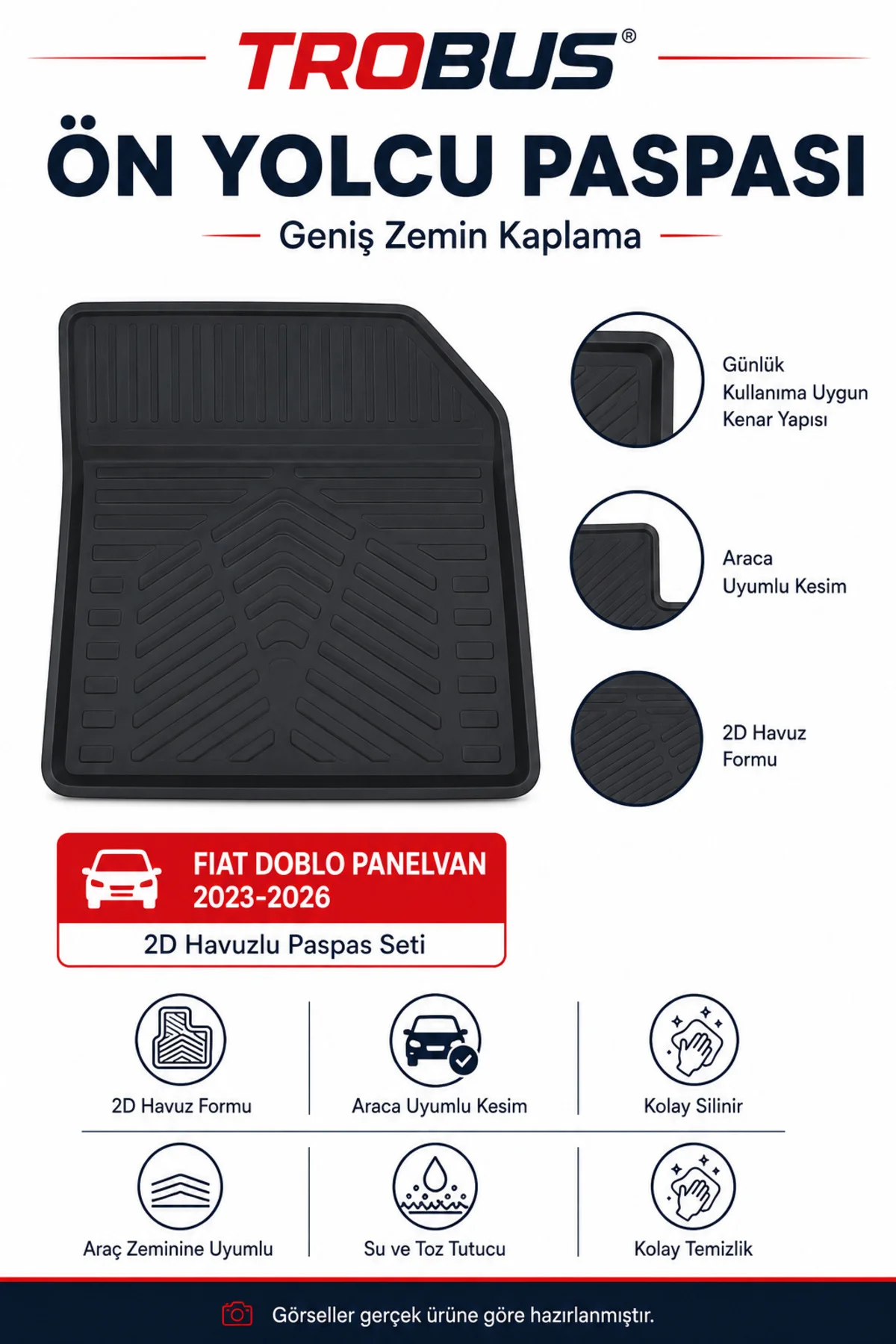 Fiat Doblo 2023-2026 Panelvan Elektrikli 2D Havuzlu Paspas 2 Parça