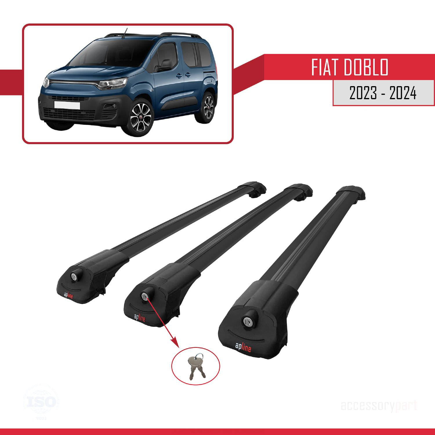 Fiat Doblo 2023 ve Sonrası ile uyumlu ACE-1 Ara Atkı Tavan Barı S
