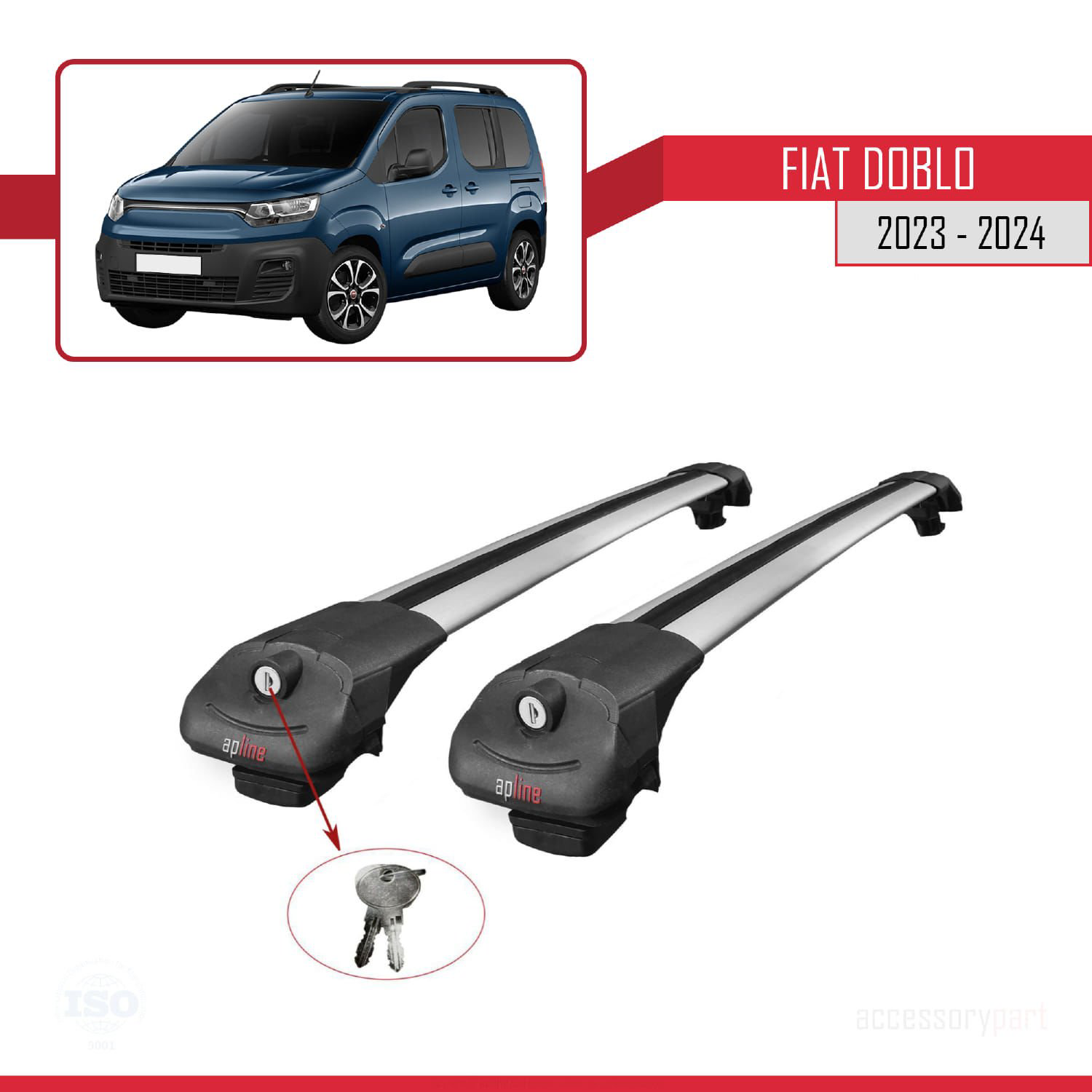 Fiat Doblo 2023 ve Sonrası ile uyumlu ACE-1 Ara Atkı Tavan Barı G