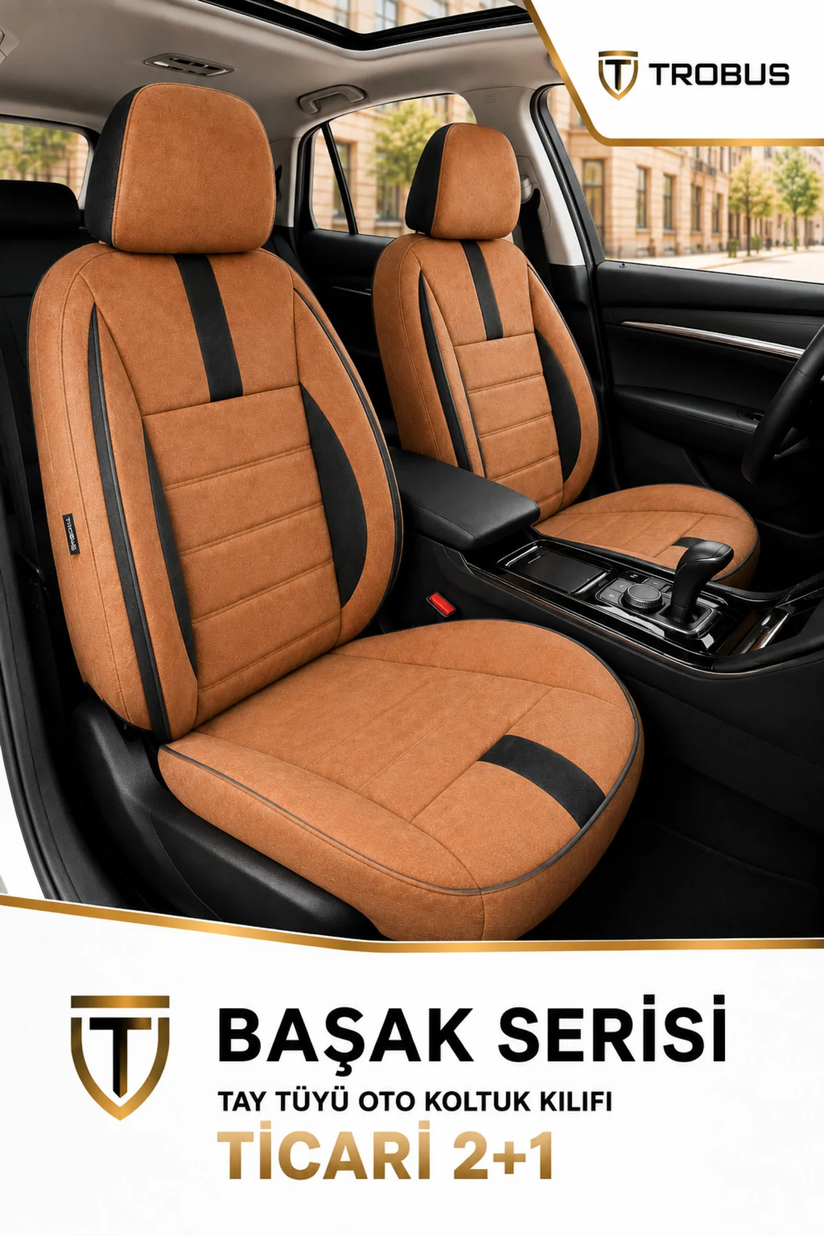 Fiat Doblo Cargo/Panelvan Oto Koltuk Kılıfı 2001-2009 Taba Başak Serisi Tay Tüyü 2+1 Ticari
