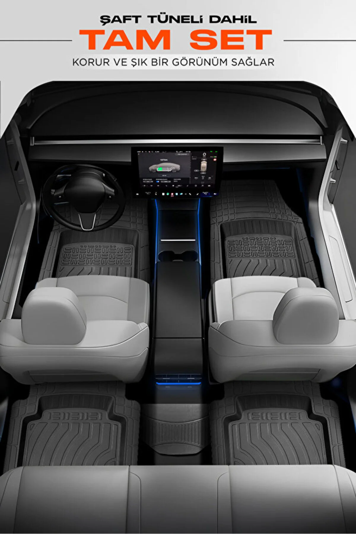 Fiat Doblo Maxi 2021 3D 5 Parça 3,5 Cm Havuzlu Oto Paspas Siyah - Gümüş