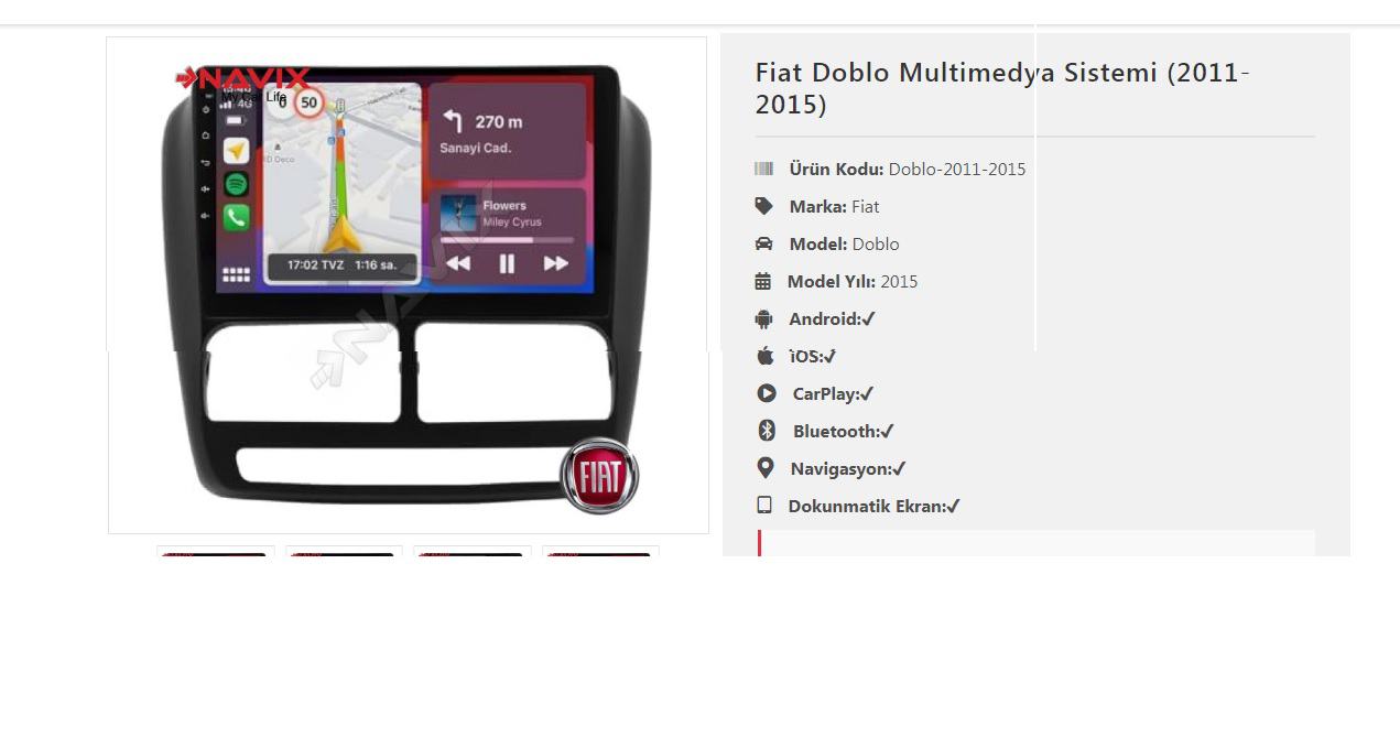 Navixx Fiat Doblo Multimedya Sistemi (2011-2015) 4/64 Navixx Fiat Doblo Multimedya Sistemi (2011-2015) 4/64