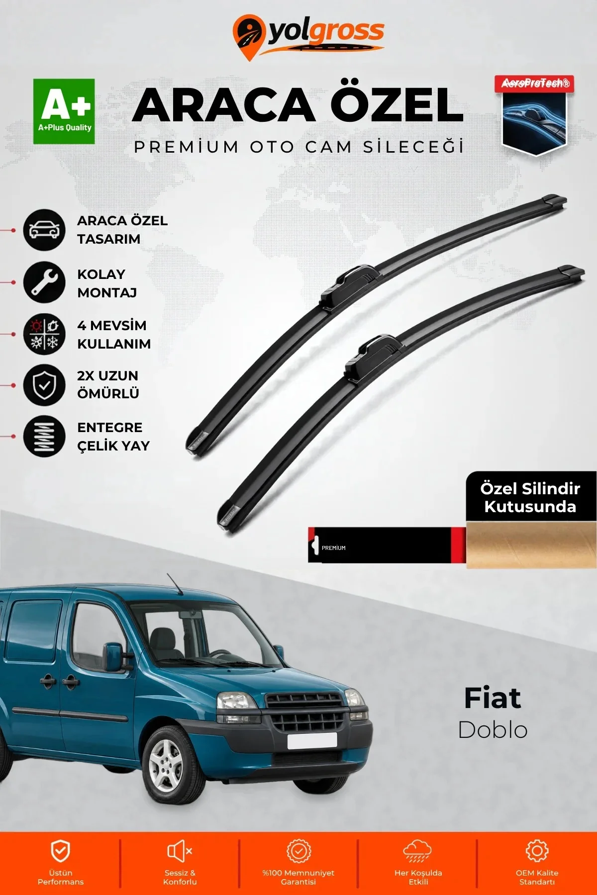Fiat Doblo Ön Cam Silecek Seti 2001-2010 Premium Araca Özel 55-45 Cm A+ Kalite Fiat Doblo Ön Cam Silecek Seti 2001-2010 Premium Araca Özel 55-45 Cm A+ Kalite