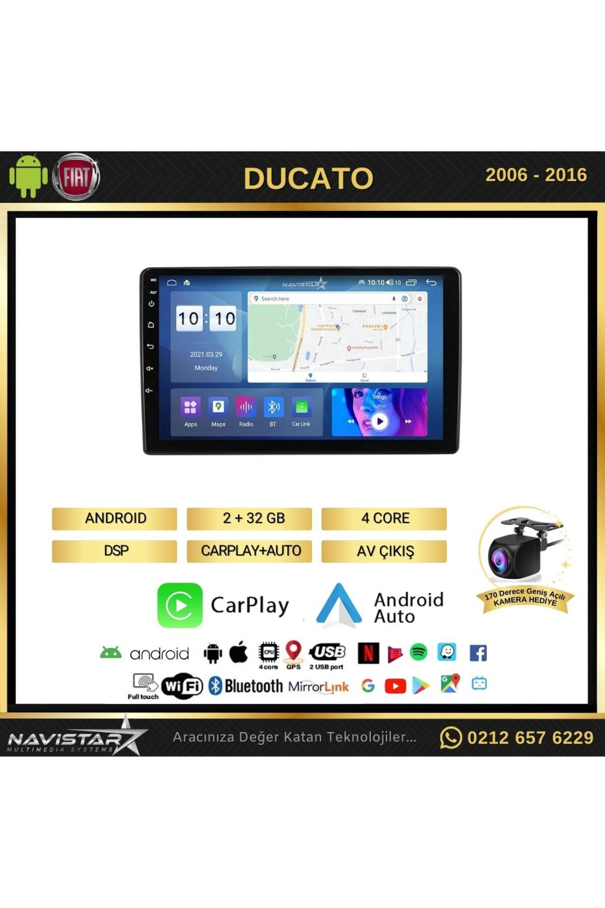 Fiat Ducato 2006-2016 Model 2gb 64gb Android 13 Kablosuz Carplay 