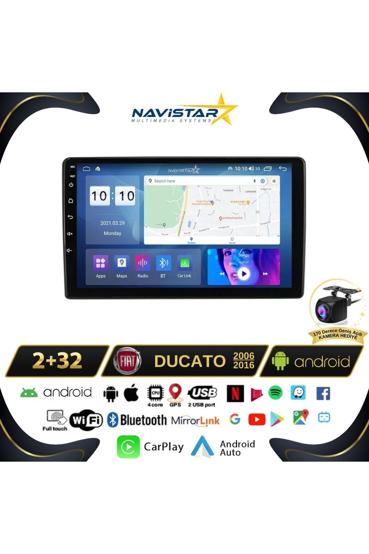 Fiat Ducato 2006-2016 Model 2gb 64gb Android 13 Kablosuz Carplay 