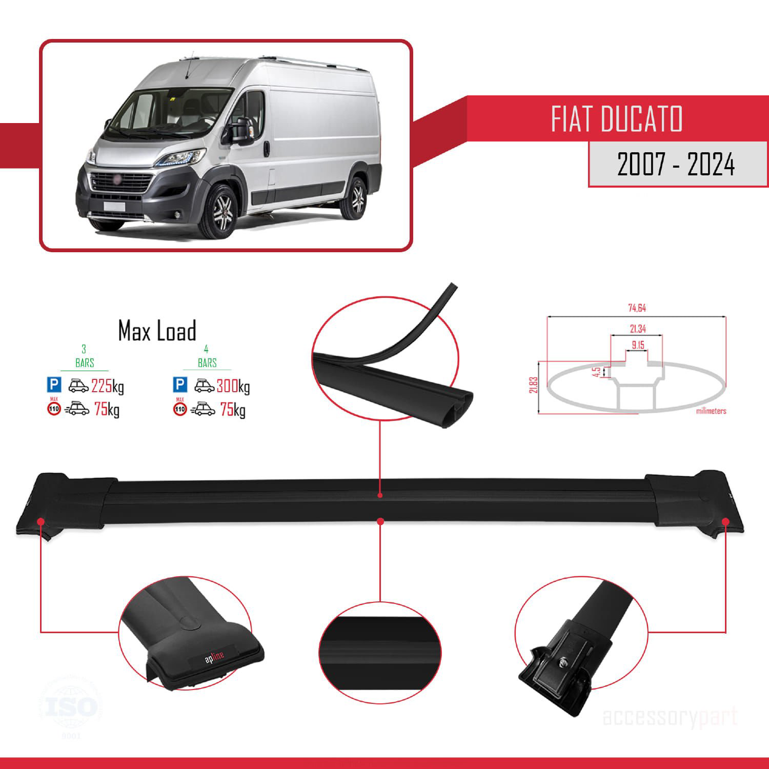 Fiat Ducato 2007 ve Sonrası ile uyumlu FLY Model Ara Atkı Tavan B
