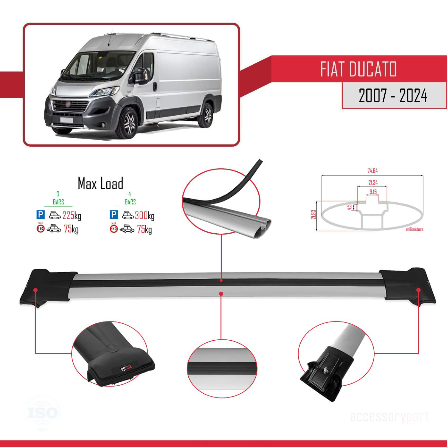 Fiat Ducato 2007 ve Sonrası ile uyumlu FLY Model Ara Atkı Tavan B