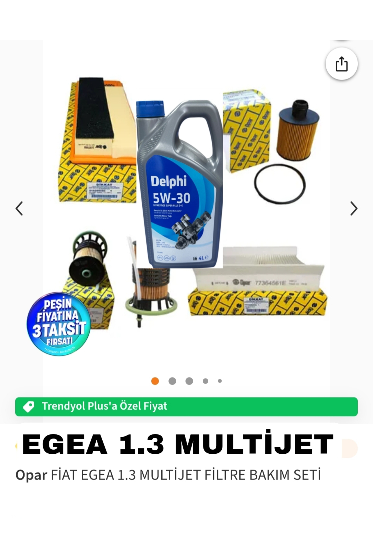 Opar Fiat Egea 1.3 Multijet Filtre Bakim Seti