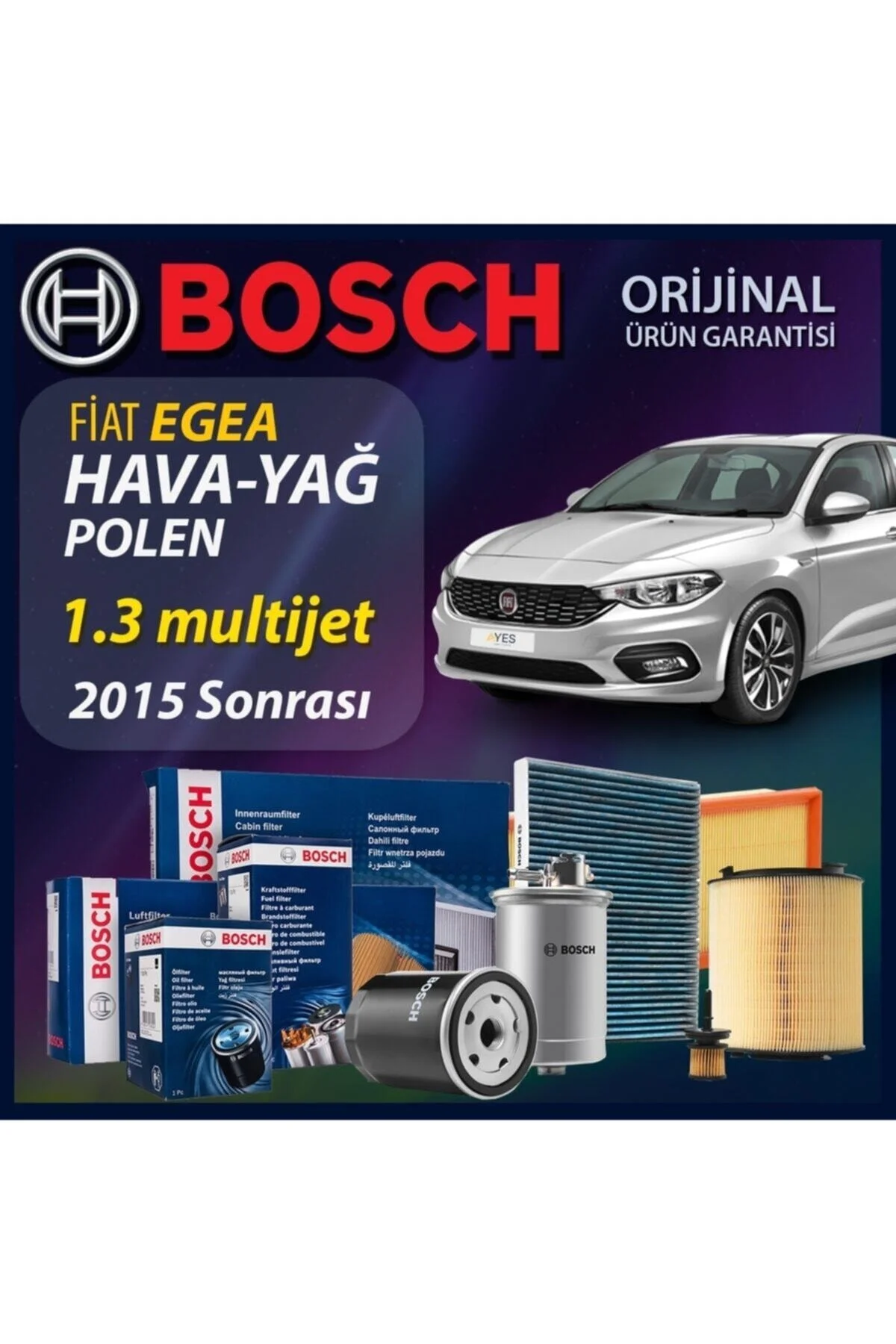 Fiat Egea 1.3 Multijet Kw70 Manuel 4Kapı Filtre Bakım Seti 2015-2