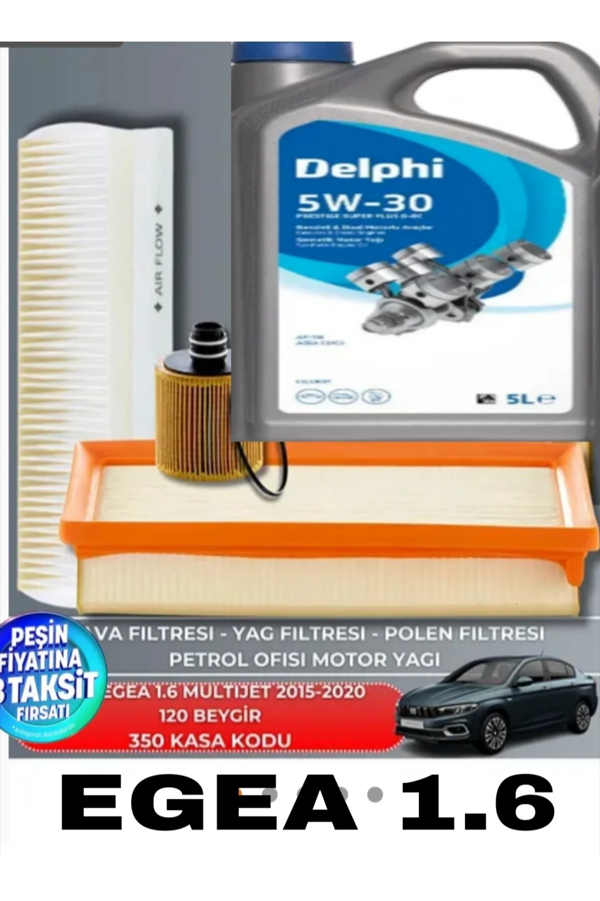 Fıat Egea 1.6 Multıjet 2015-2016-2020 120 Bg 5w30 5lt Dpf Li 2025 Yag Bakım Seti