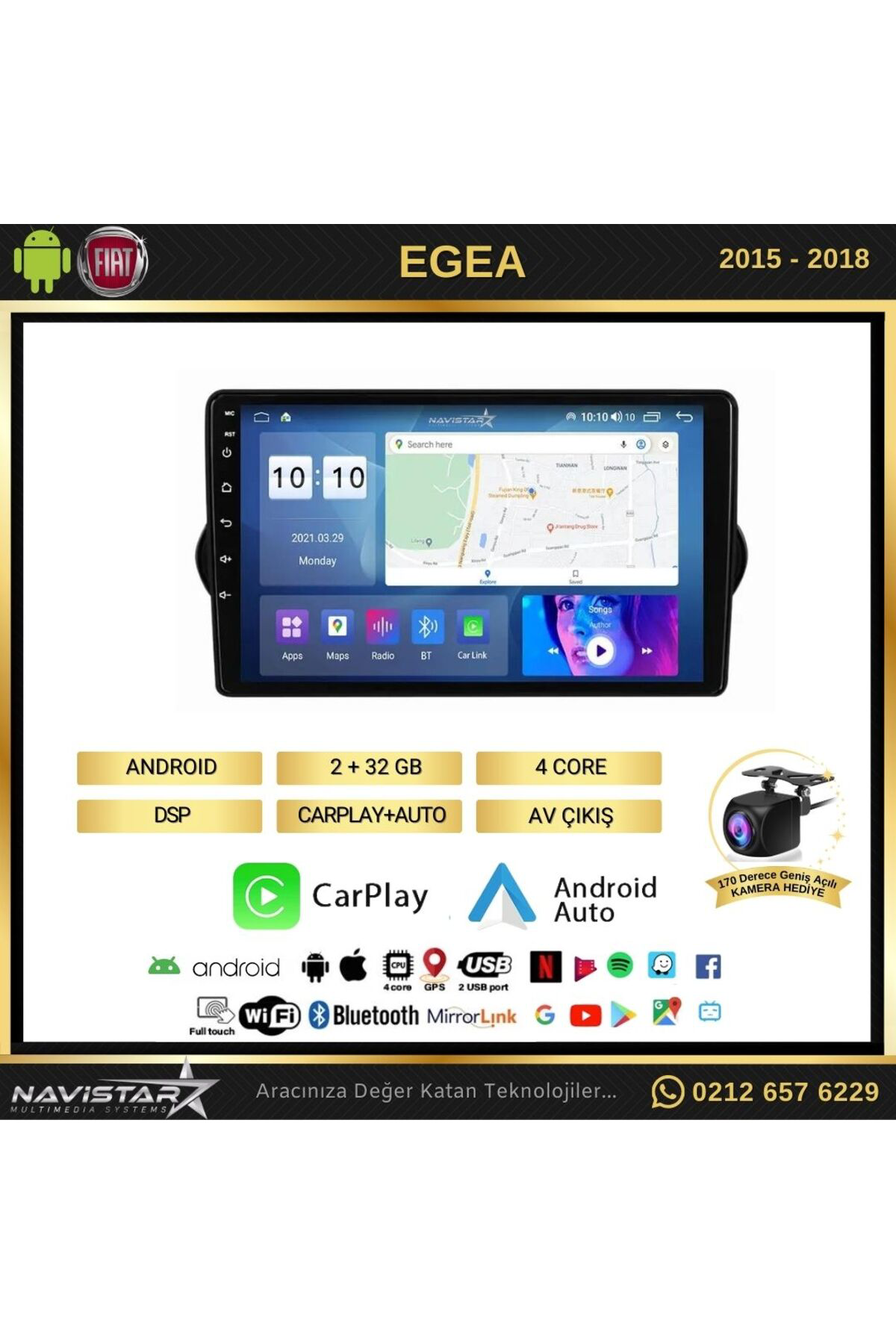 Fiat Egea 2015-2018 Model 2gb 64gb Android 13 Kablosuz Carplay Na Fiat Egea 2015-2018 Model 2gb 64gb Android 13 Kablosuz Carplay Na
