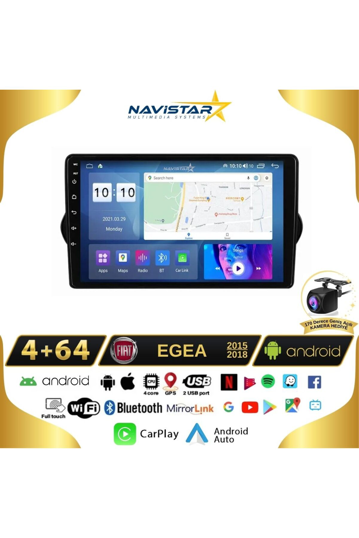 Fiat Egea 2015-2018 Model 4gb 64gb Android 13 Kablosuz Carplay Na Fiat Egea 2015-2018 Model 4gb 64gb Android 13 Kablosuz Carplay Na