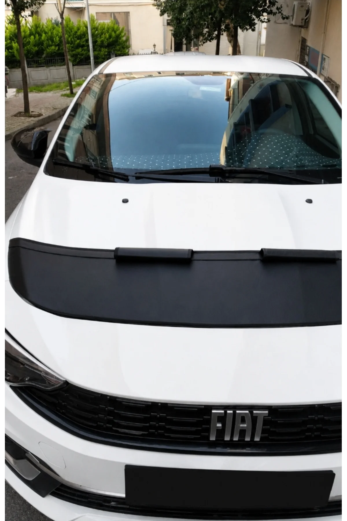 Fiat Egea 2021-2025 Yarım Kaput Maskesi Araca Özel Siyah Deri Kaput Koruyucu Taş ve Böcek Koruma - Görsel 3