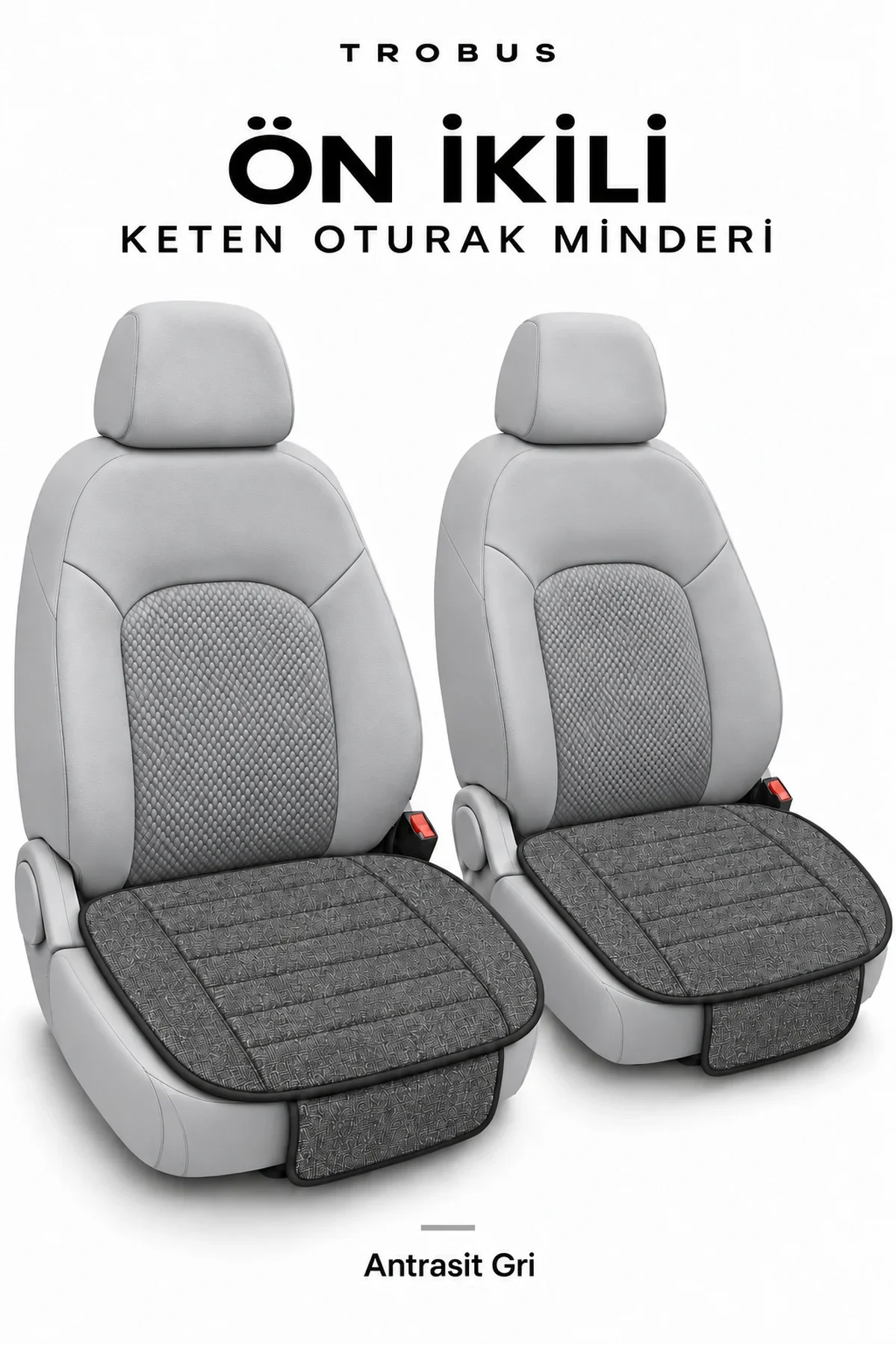 Fiat Egea Bütün 2015+ Çizgili Keten 3'lü Oturak Minderi Antrasit Gri - Görsel 2